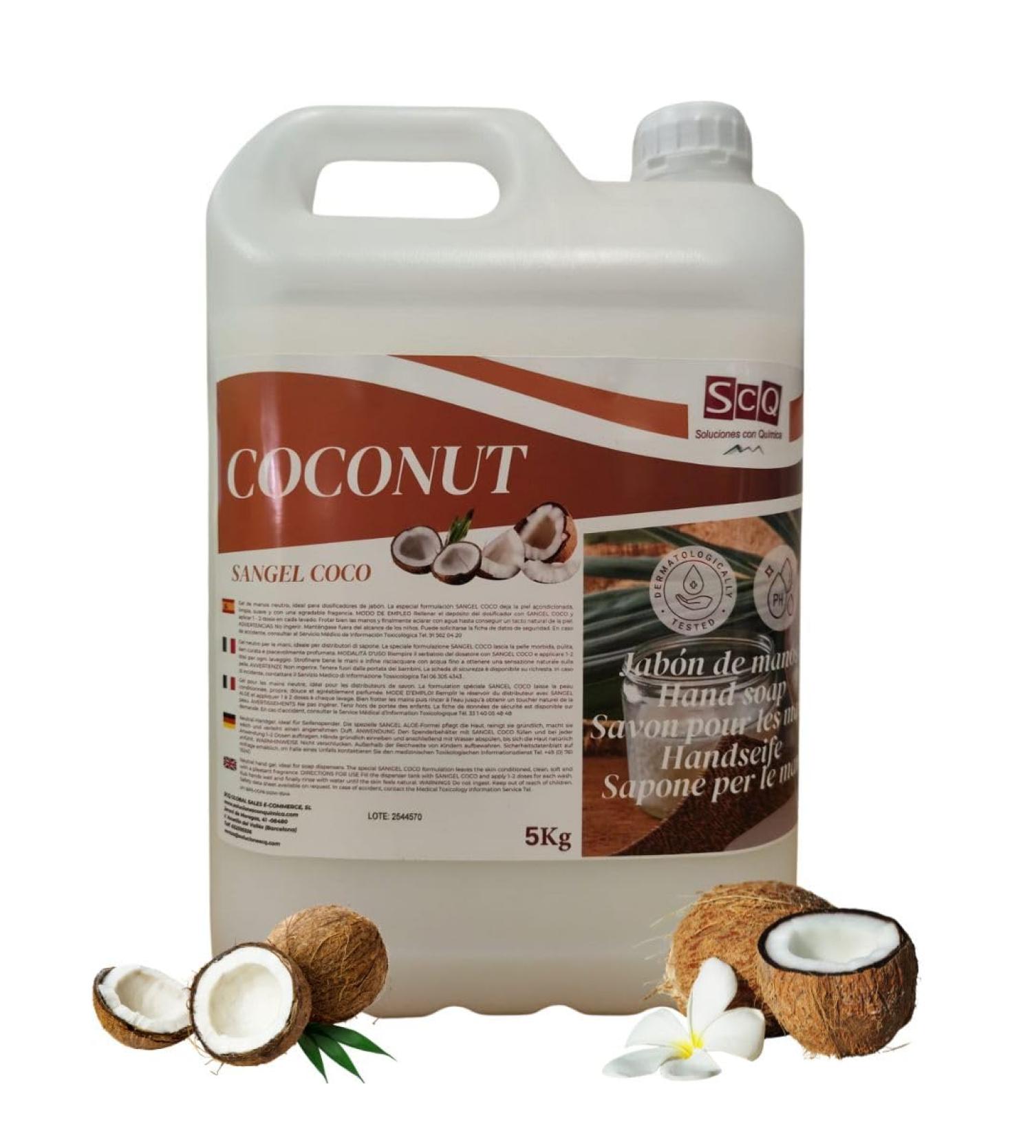  SCQ Soluciones con Qu mica Liquid Hand Soap 5L | Liquid Soap for All Skin Types pH Neutral | Coconut Scent | Gel for Daily Use Cleans and Cares for Skin | Good Lather - Buy Online on GoSupps.com
