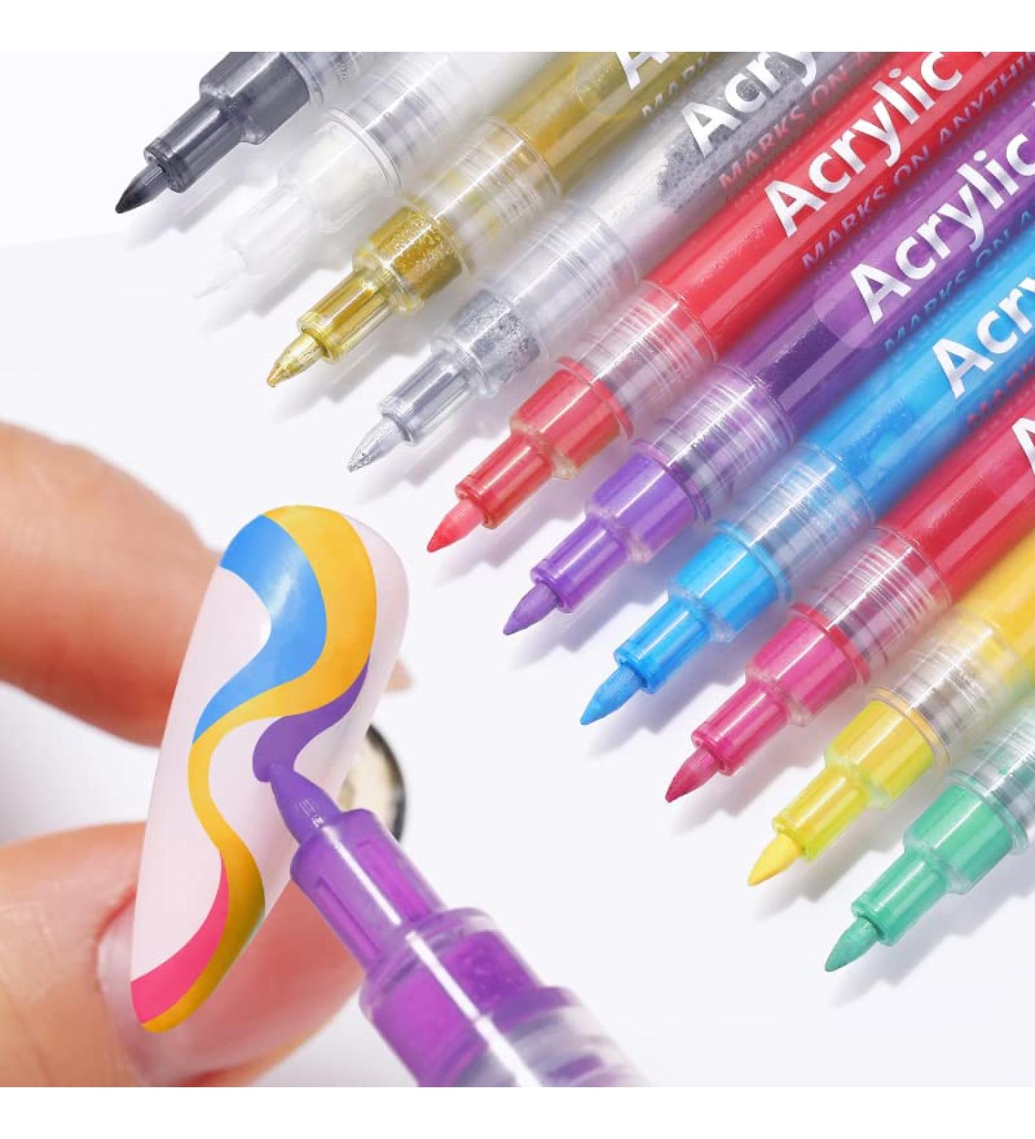 NICOLE DIARY Nail Art Graffiti Pen Set - 12 Colors Acrylic Paint Fine Tip Pens for 3D Nail Art, Line Drawing, Dotting - DIY Manicure Kit - Buy Online on GoSupps.com