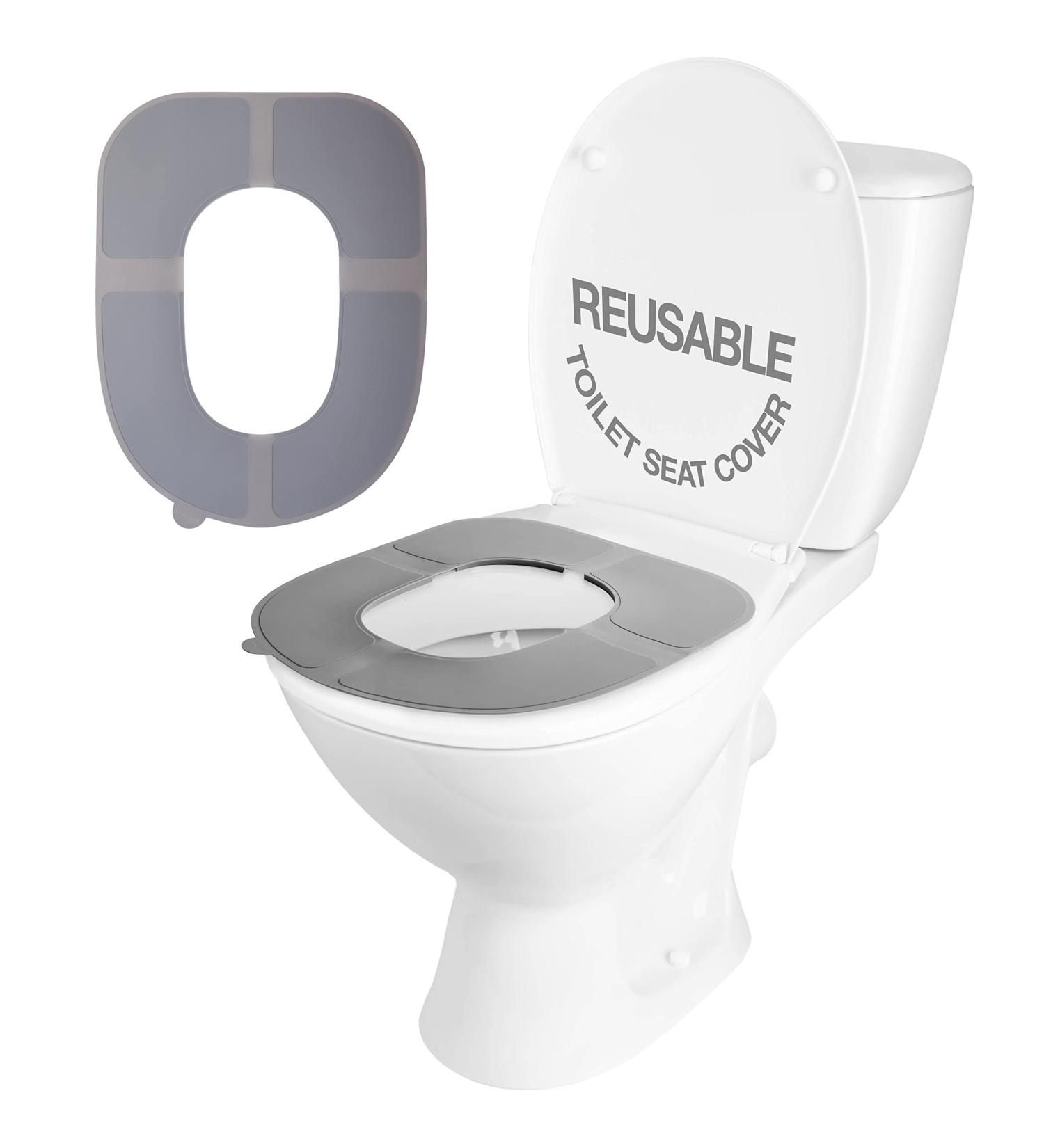 Silicone Reusable Toilet Seat Cover - Waterproof & Non-Slip for Adults, Kids, Potty Training, Public Restrooms - Travel Essentials with Bag - Buy Online on GoSupps.com