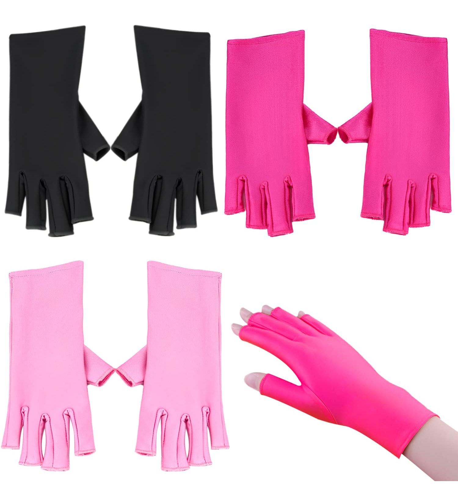 COLORCASA UV Nail Lamp Gloves - Set of 2/3 Pairs for Manicures | UV Protection for Hands - Black, Pink, Rose Red - Buy Online on GoSupps.com