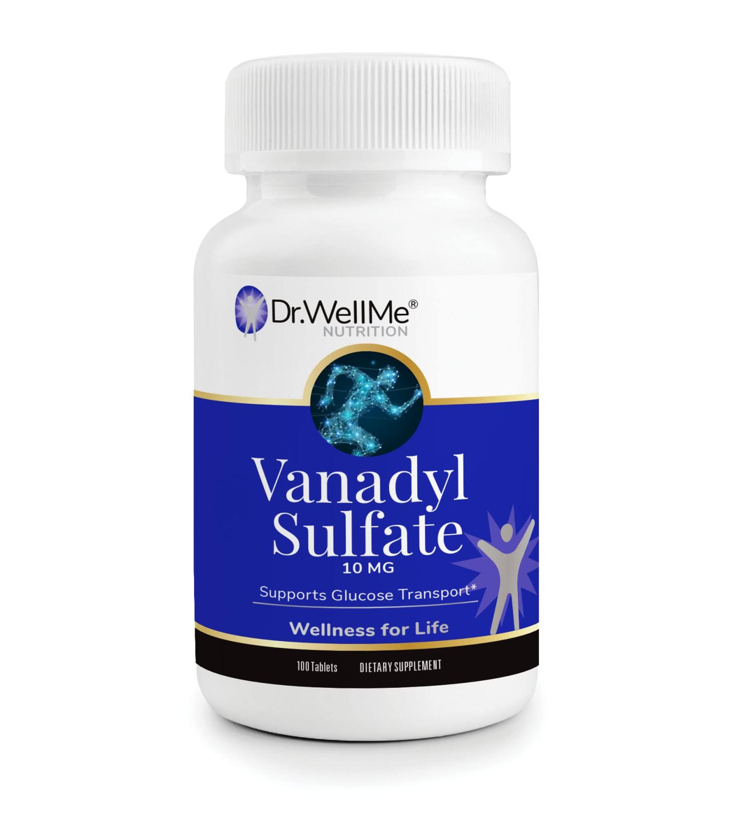 Dr.WellMe Vanadyl Sulfate 10mg - 100 Tablets | Pure Nutrition Supplement - Buy Online on GoSupps.com