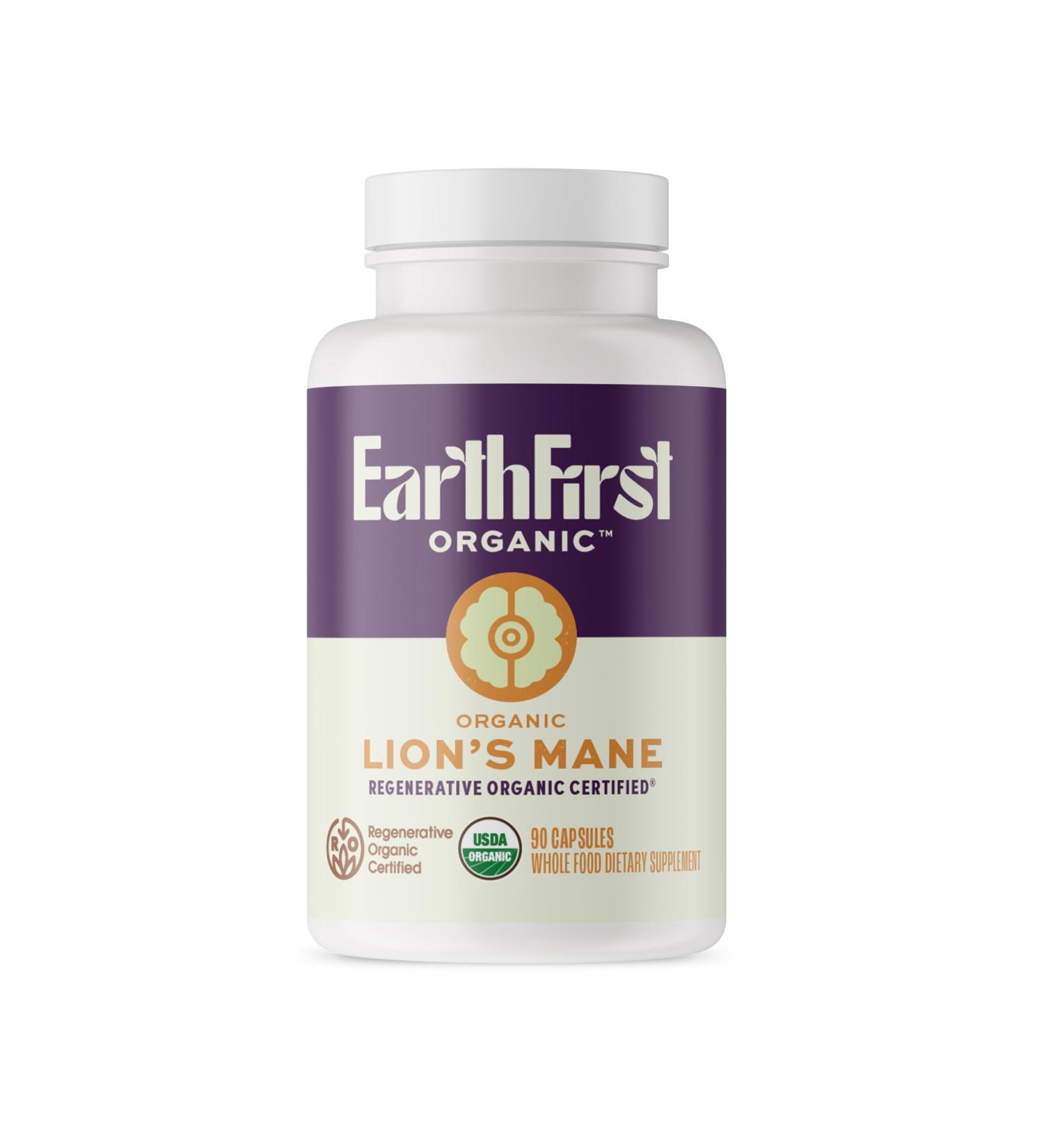 EarthFirst Organic Lion s Mane Regenerative Organic Certified Mushroom Capsules for Focus Memory & Nerve Support Cognitive Clarity and Natural Energy 90 Vegan Tablets - Buy Online on GoSupps.com