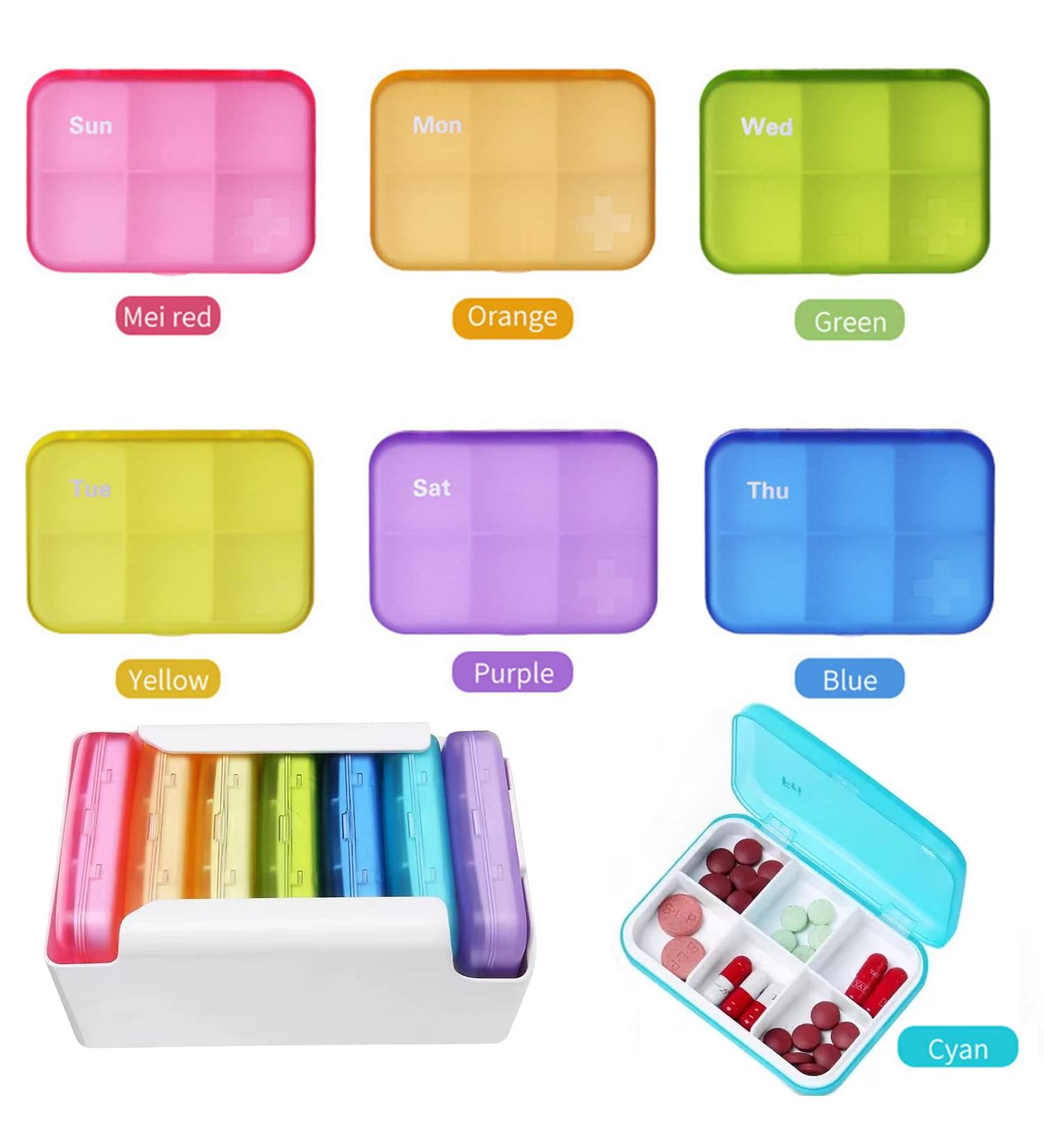 7 Piece Set Pill Organizer 6 Times a Day Daily Travel Medicine Organizer Portable 7 Day 42 Compartments Pill Box with Moisture-Proof Pill Case Travel Pill Container for Vitamins Supplements-Color 6 Times * 7 Days Color - Buy Online on GoSupps.com