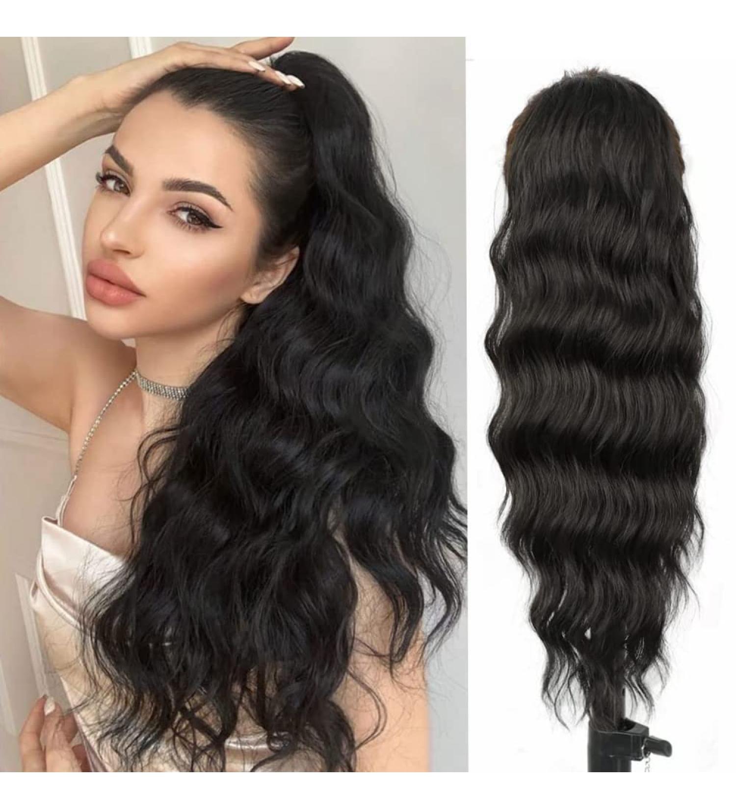 Hair Bun 24 Inch Synthetic Long Wavy Ponytail Drawstring Ponytail Extension Women Heat Resistant Fiber Hair Bun Hair Extension Hair Piece (Color : 1b) - Buy Online on GoSupps.com