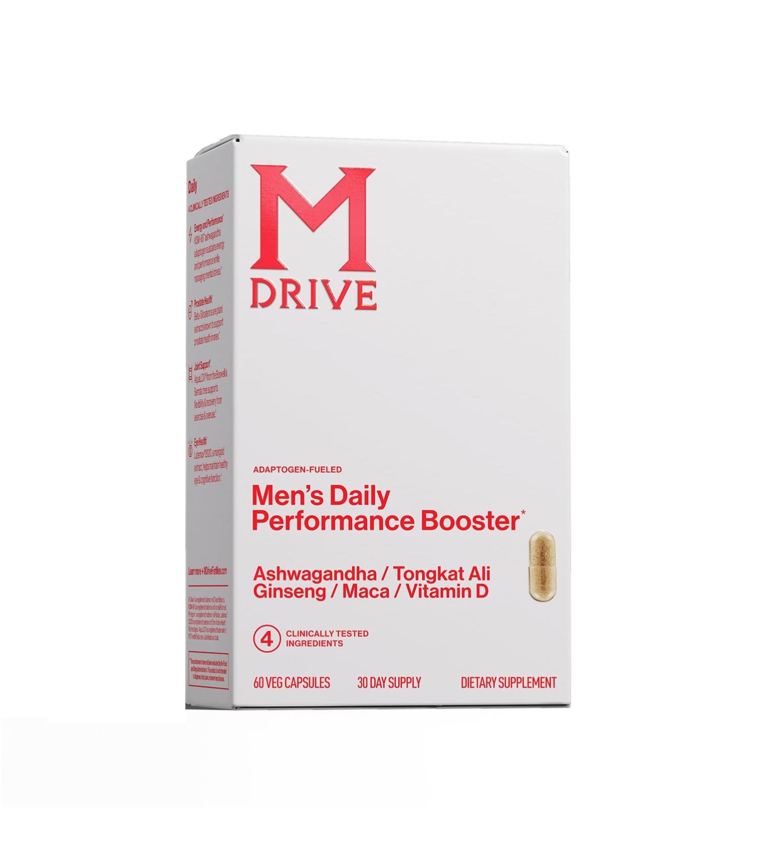Mdrive Men's Daily Performance Complex Support Supplement for Men - Ashwaghanda Tongkat Ali Ginseng Maca & Vitamin D 60 Capsules 30 Day Supply - Buy Online on GoSupps.com
