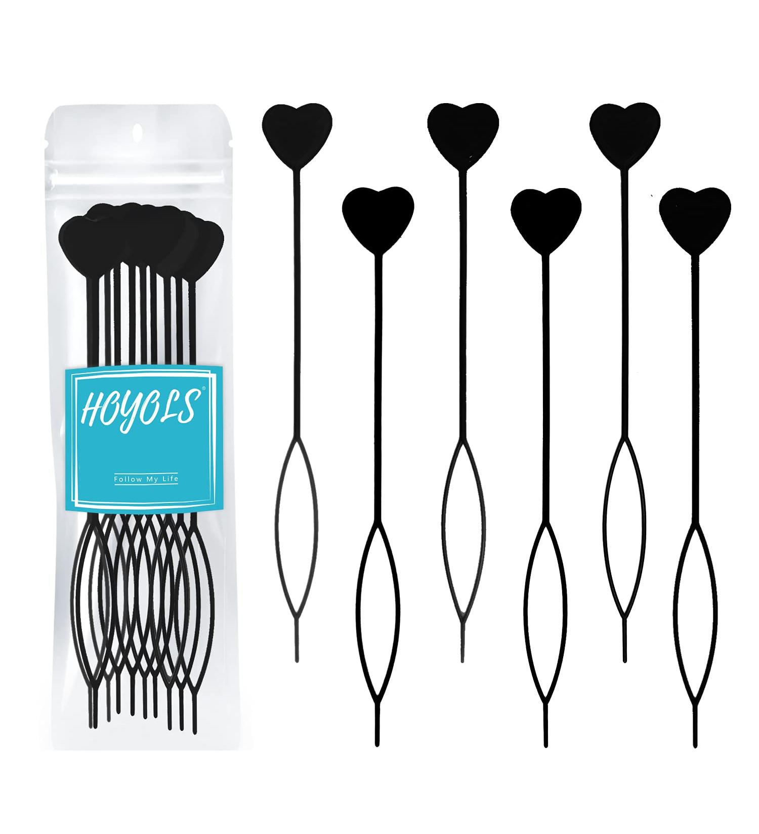 Hoyols Quick Beader Set for Hair Braids - 12pcs Black Ponytail Maker Tool for Kids and Girls - Buy Online on GoSupps.com