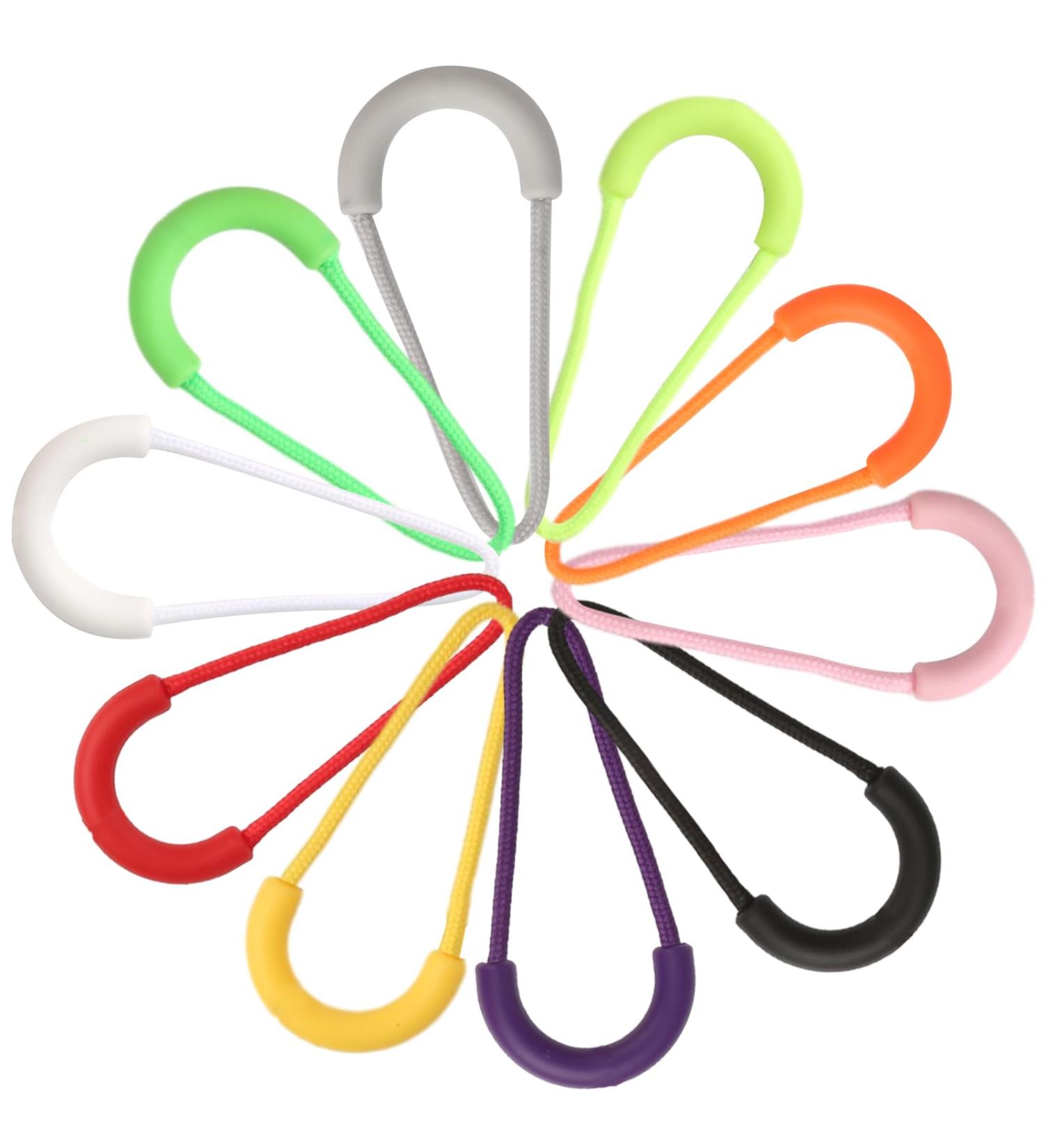 50 Zip Pendant Pulls - Nylon Anti-Slip Zipper Handles 10 Color Options for Backpacks & Sportswear - Buy Online on GoSupps.com