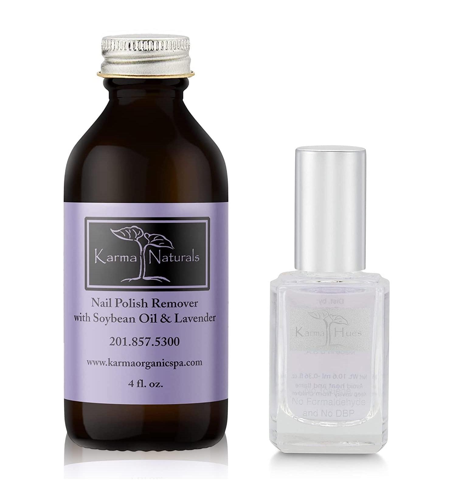 Karma Organic Lavender Nail Polish Remover with 2-in-1 Base/Top Coat - Non-Toxic, Vegan, Cruelty-Free for Women - Buy Online on GoSupps.com