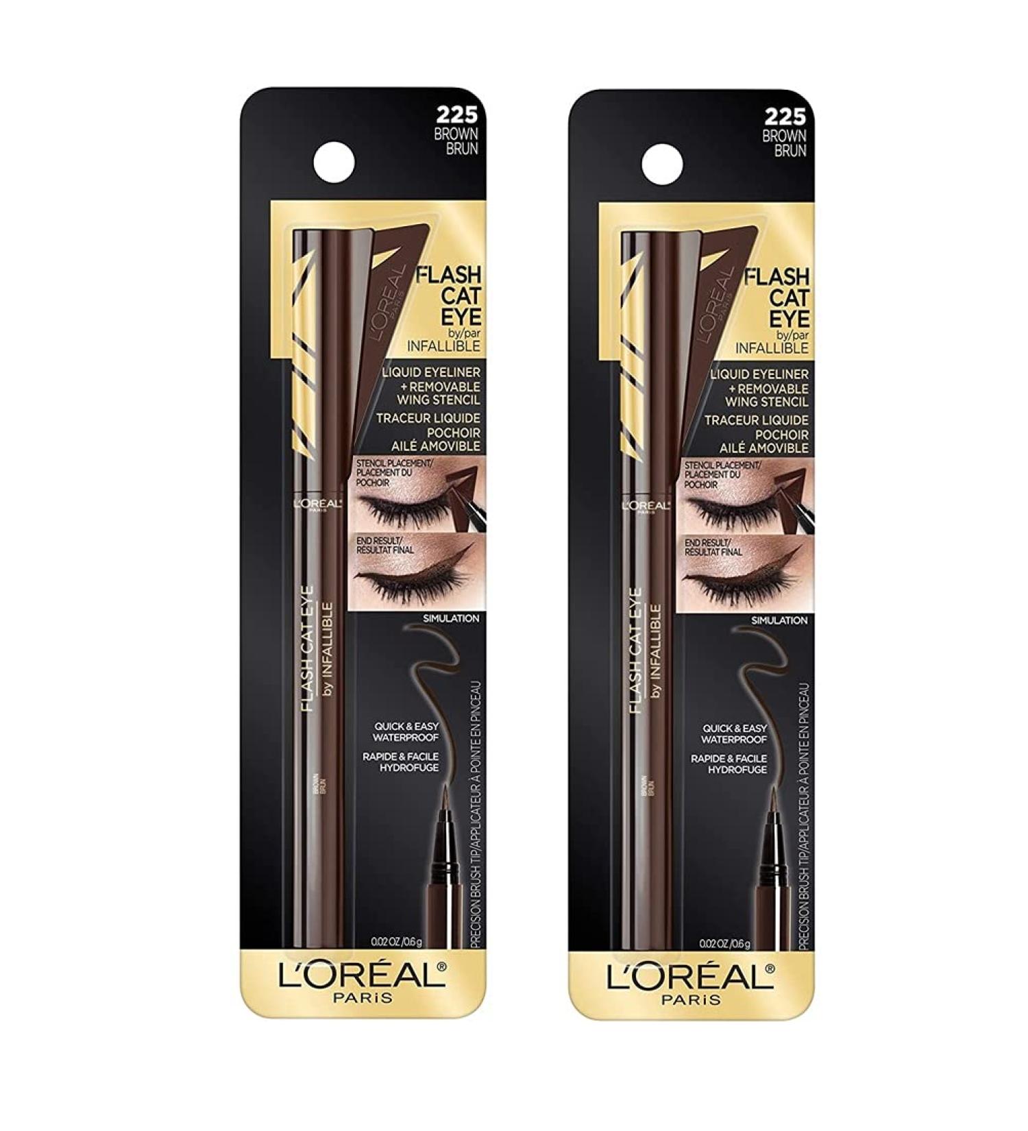 L'Oreal Paris Flash Cat Eye Infallible Liquid Eyeliner Brown 225 - Pack of 2 - Buy Online on GoSupps.com