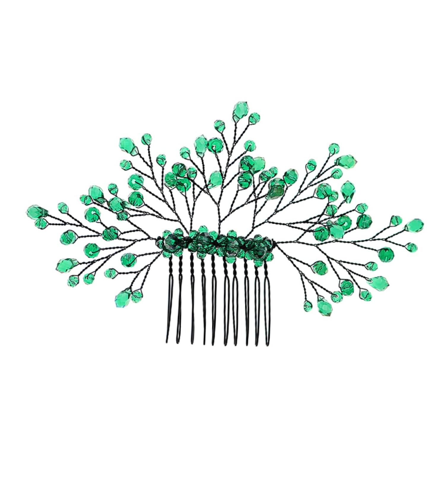 MAGICLULU Green Branches and Leaves Hair Comb Crystal Leaf Hair Comb Wedding Crystal Hair Decor Crystal Leaf Headdress Bride Hair Accessories Crystal Comb Hair Decor Wedding Hair Accessories - Buy Online on GoSupps.com