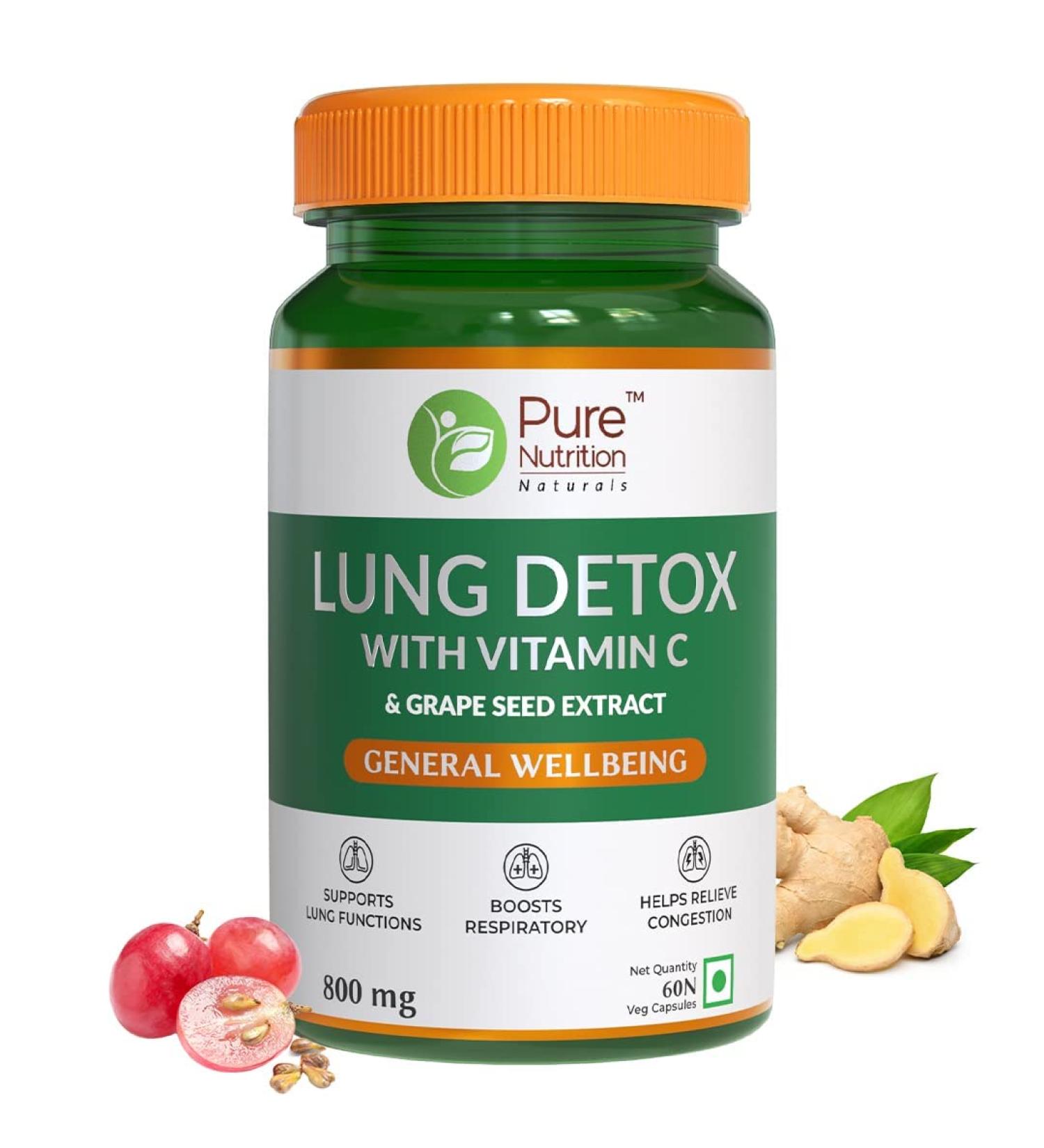 Uxa Pure Nutrition Lung Detox Supplement - Herbal Blend for Lung Cleansing & Immune Defense | 60 Veg Capsules - Buy Online on GoSupps.com