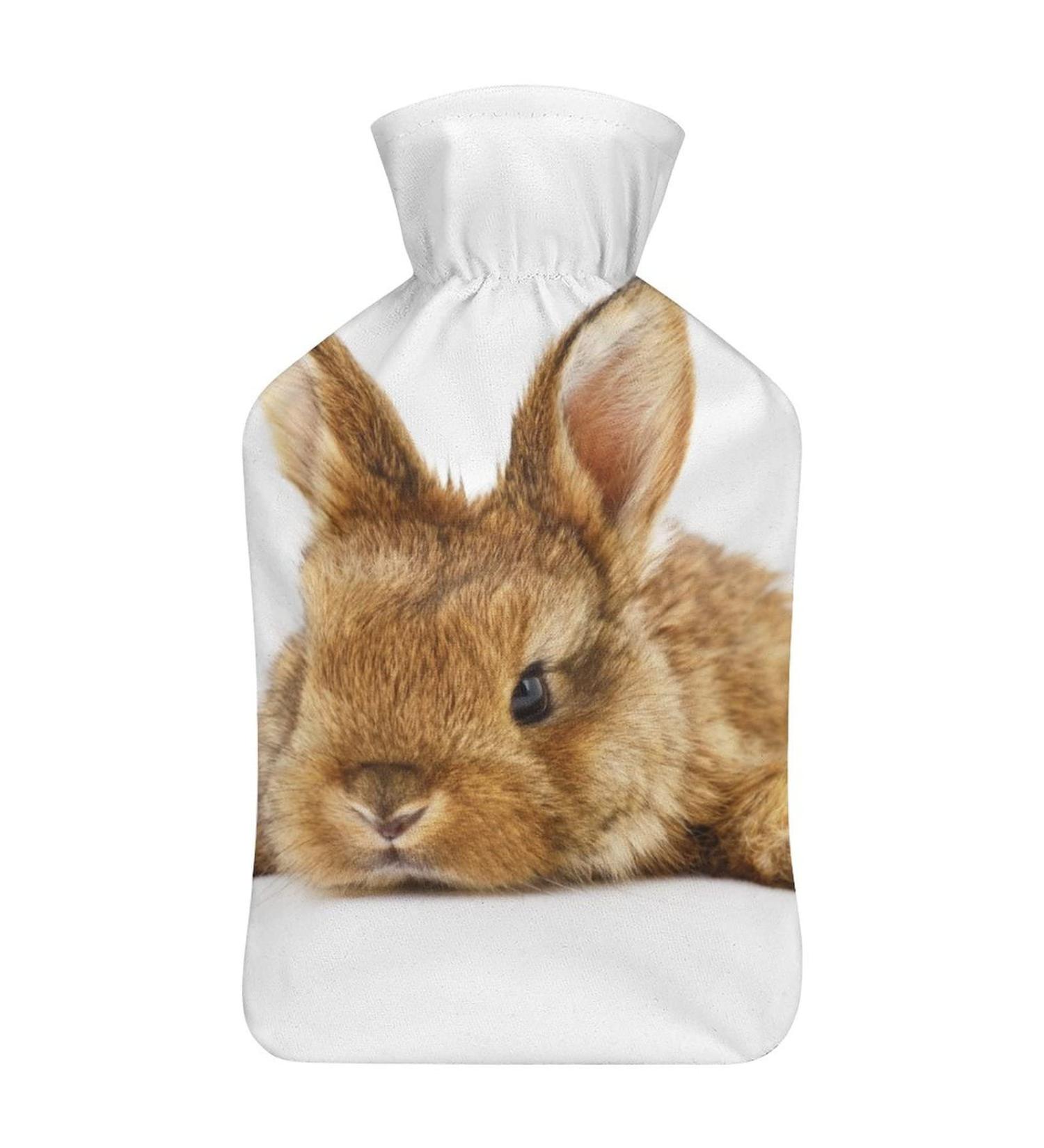 Brown Rabbit Hot Water Bottle with Plush Cover - Cozy Bed Warmer for Adults & Kids | 26.5x15.3cm | International Shipping - Buy Online on GoSupps.com