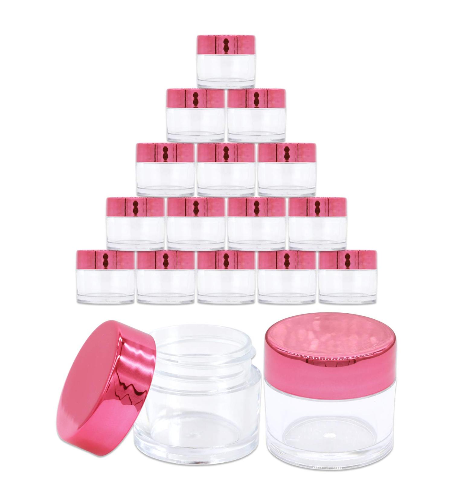 Beauticom 7g Thick Wall Clear Acrylic Jars - Leak Proof for Cosmetics & Beauty | 72 Pieces with Metallic Rose Pink Gold Lids - Buy Online on GoSupps.com