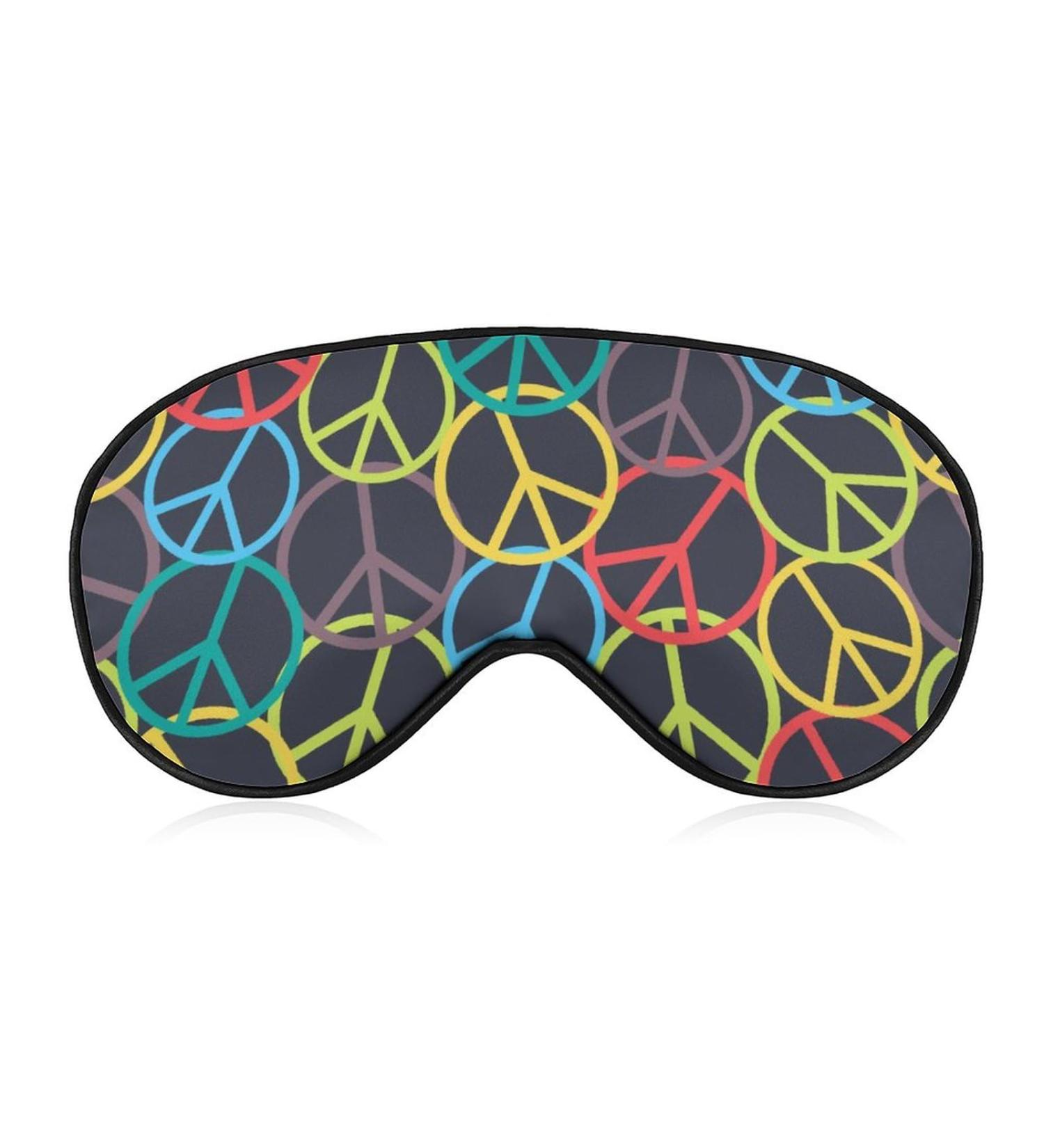 Colorful Peace Sign Sleep Mask Eye Cover with Adjustable Strap - Perfect for Sleeping, Travel, and Naps - Men and Women - Buy Online on GoSupps.com
