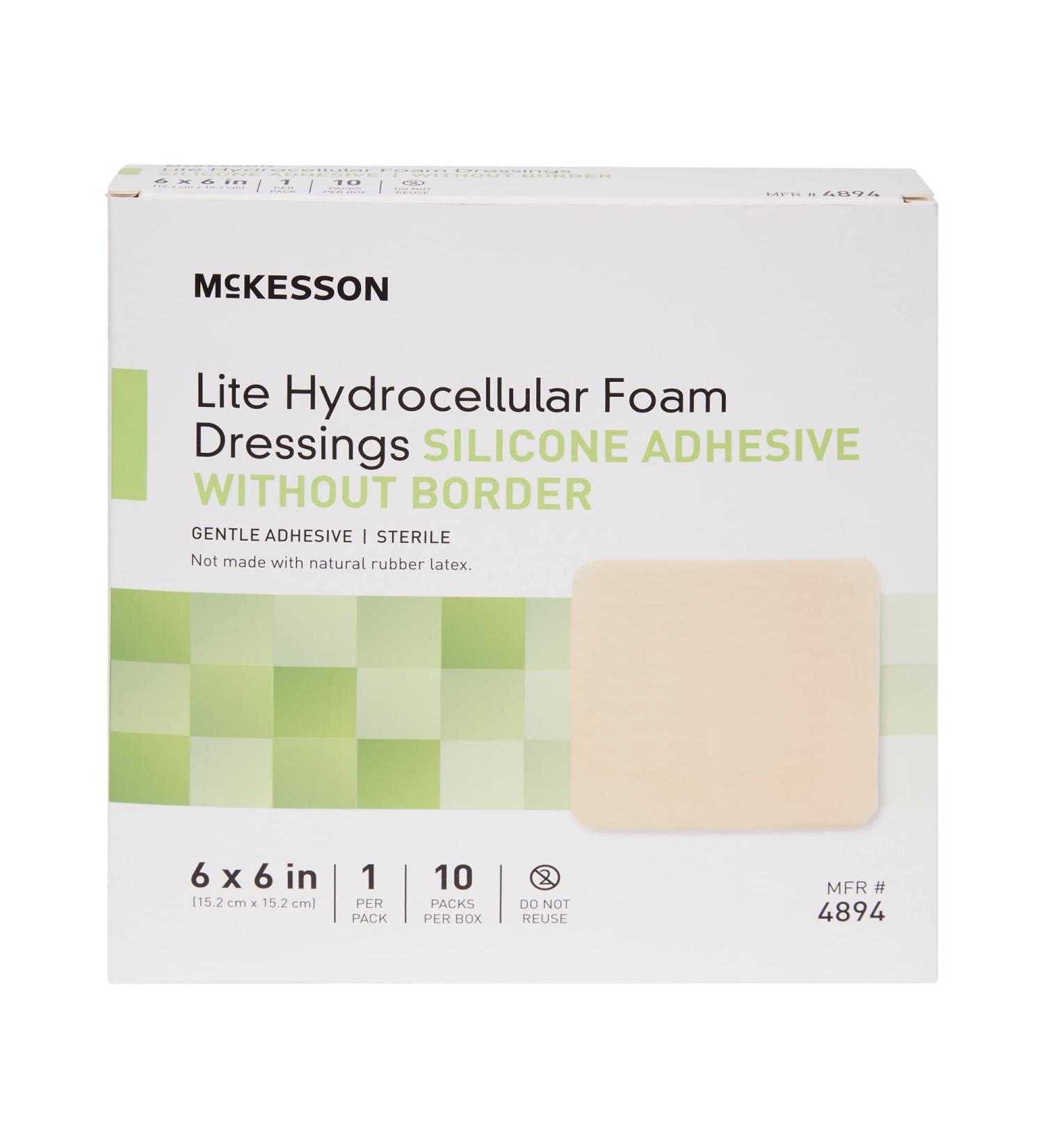 McKesson Hydrocellular Foam Dressing - Silicone Gel Adhesive Wound Dressing 6x6 Inch (10 Count) - International Shipping Available - Buy Online on GoSupps.com