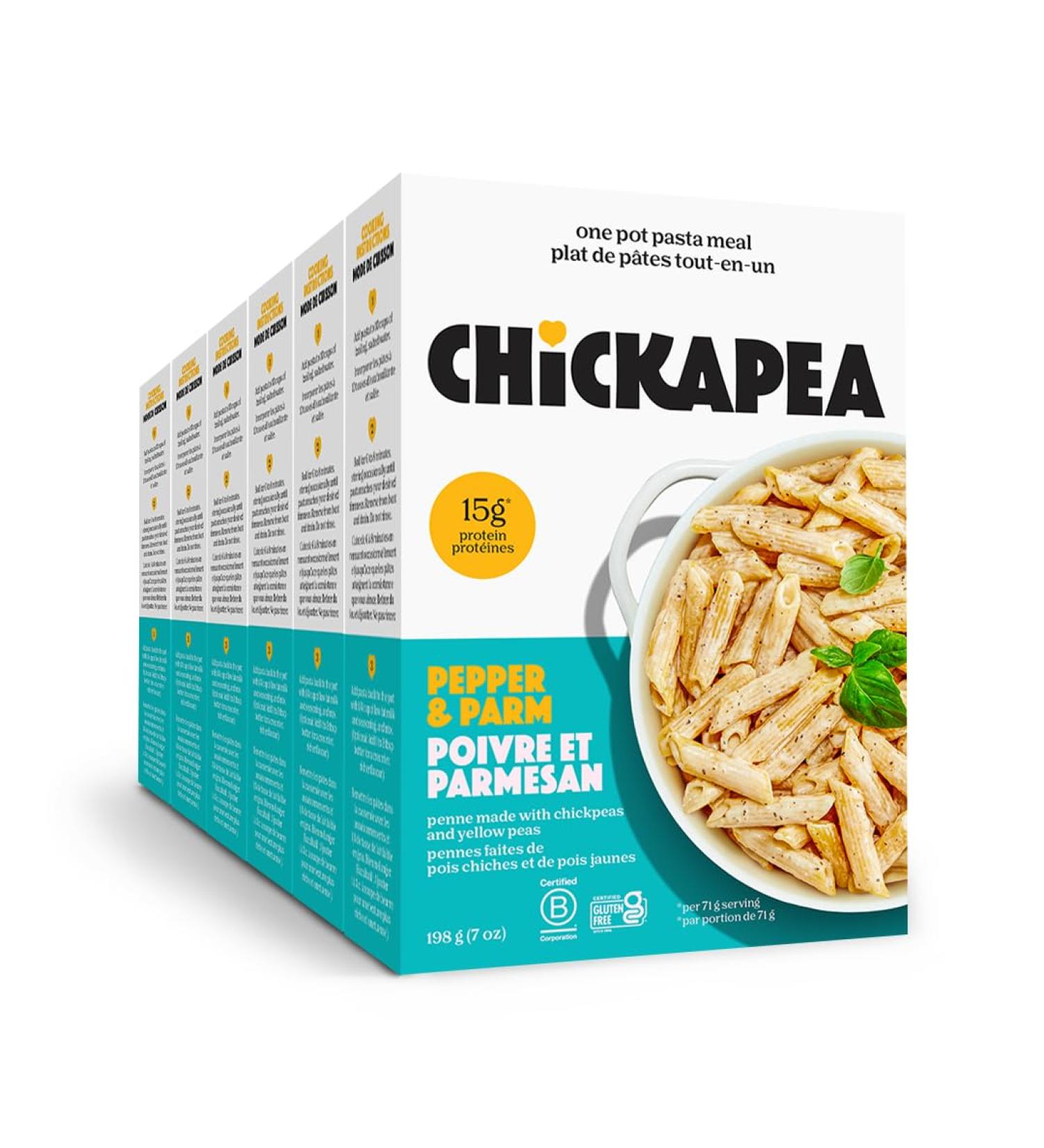 Chickapea One Pot Chickpea Pasta - Parmesan & Cracked Pepper - 198g (Pack of 6) Cacio e Pepe 198 g (Pack of 6) - Buy Online on GoSupps.com