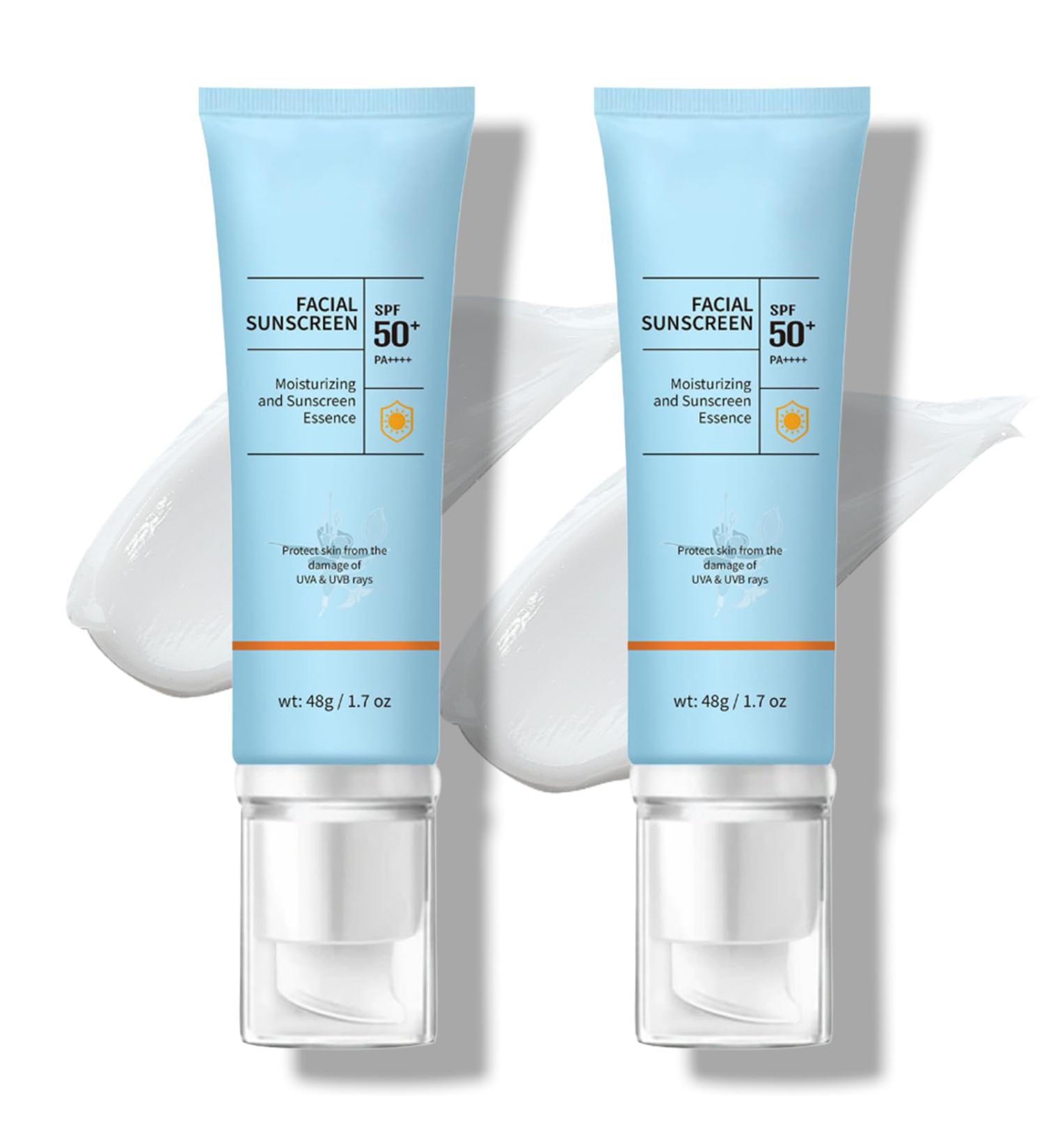 Face Sunscreen SPF 50 Broad Spectrum - Clear Hydrating Formula for Sensitive Skin Non-Greasy Sun Protection Against UVA/UVB Rays Travel Size 1.7oz No Sticky Feel (2) - Buy Online on GoSupps.com