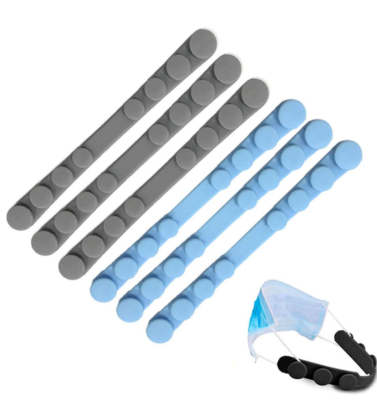 Extenders Ear Savers 6PCS SlickMart Anti-Slip Silicone Extension Hook 8 Gear Adjustable Strap Extension Holder for Ear Pain Relieved Tight Ear Straps(2 Color) A Blue/Gray - Buy Online on GoSupps.com