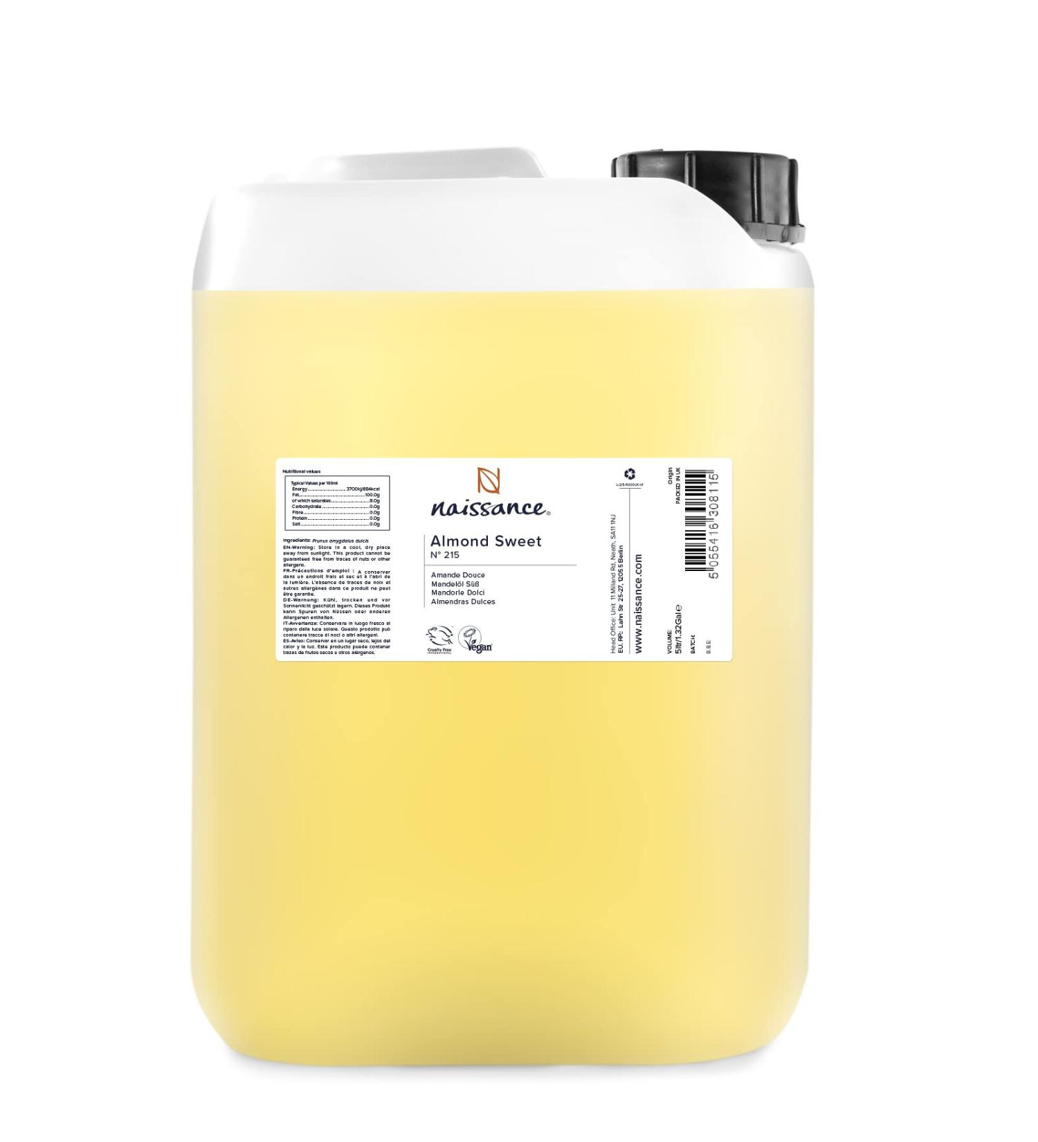 Naissance Sweet Almond Oil (No. 215) - 5 Liter - Natural Moisturizer Vegan Non-GMO/Odour - Massage Lubricant - For Body Fa - Buy Online on GoSupps.com
