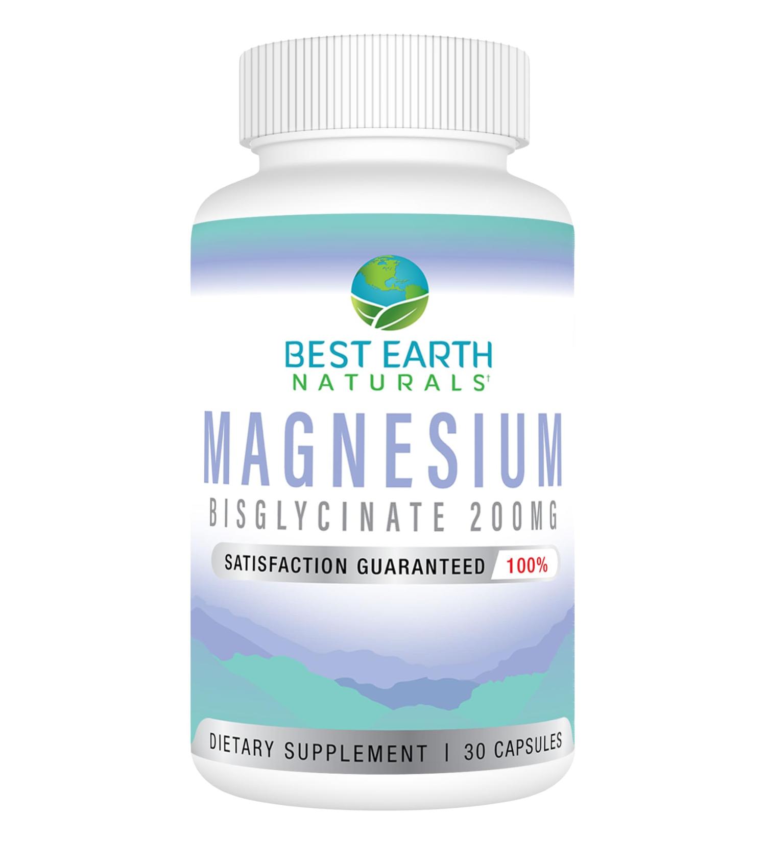 Best Earth Naturals Magnesium Bisglycinate 200 mg Vegan Formula for Joint Digestion and Rest Support 30 Count - Buy Online on GoSupps.com