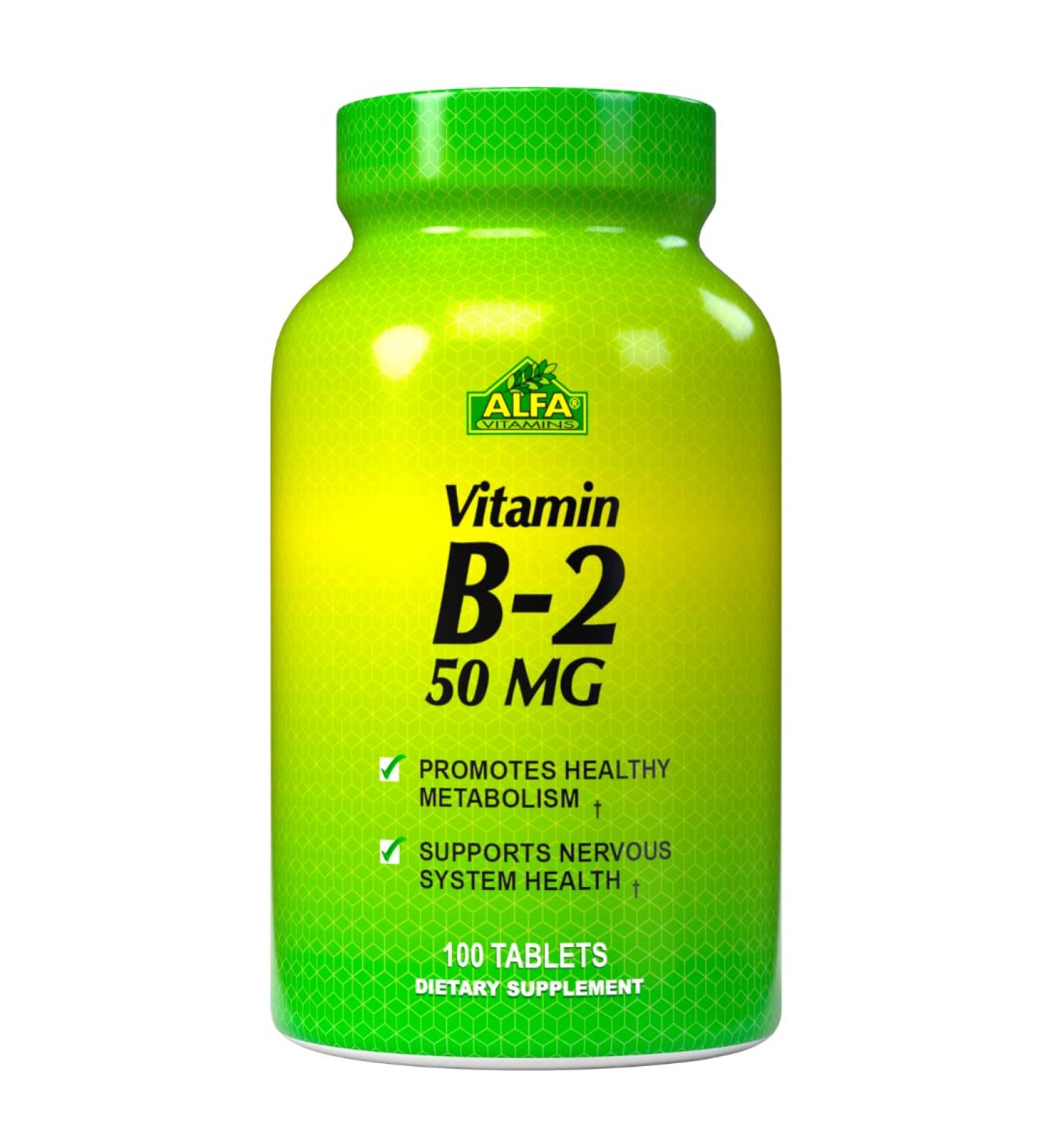 ALFA VITAMINS Vitamin B2 50mg | Gluten Free & Non-GMO | 100 Tablets - Buy Online on GoSupps.com
