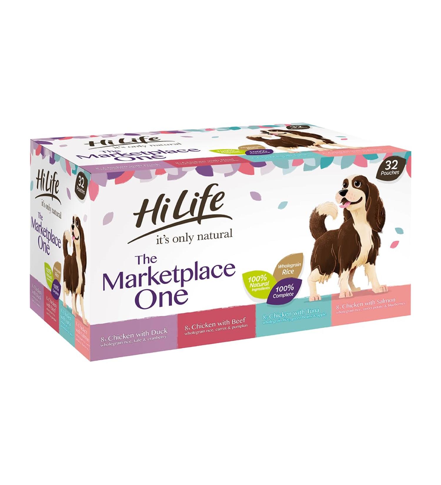 HiLife it's only natural - Complete Wet Dog Food - The Marketplace One - 100% Natural Ingredients Multipack 32 Pouches x 150g Single Marketplace Multipack 150 g (Pack of 32) - Buy Online on GoSupps.com