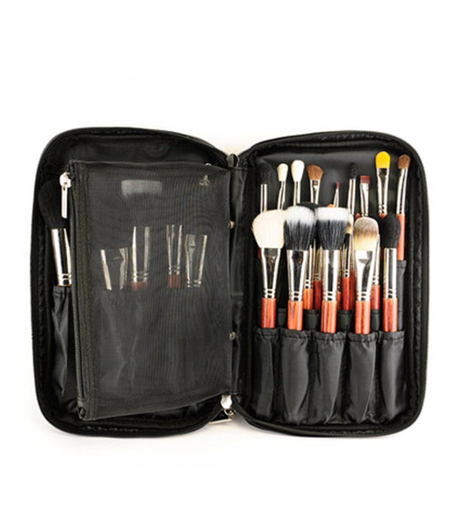 Makeup Brush Pocket & Waterproof Cosmetic Bag - Portable Beauty Travel Storage with Hand Loop - Black - Buy Online on GoSupps.com