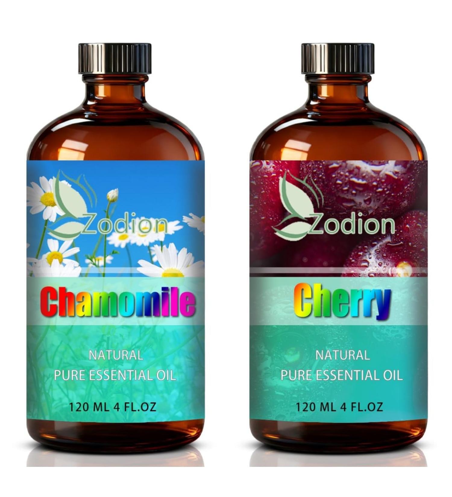 Cherry Essential Oil 4 Fl Oz and Chamomile Essential Oil 4 Fl Oz - Cherry & Chamomile Oil for Diffuser Aromatherapy Home Fragrance Skin & Hair Care DIY Candle & Soap Making Yoga - Buy Online on GoSupps.com