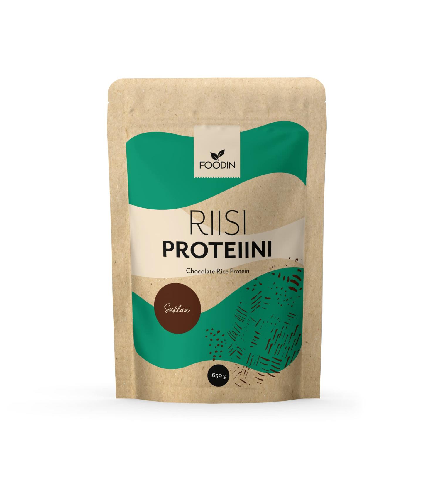 Foodin Oy FOODIN Rice Protein Powder 650 g from sprouted rice glutenfree and vegan protein powder without artificial sweetener chocolate