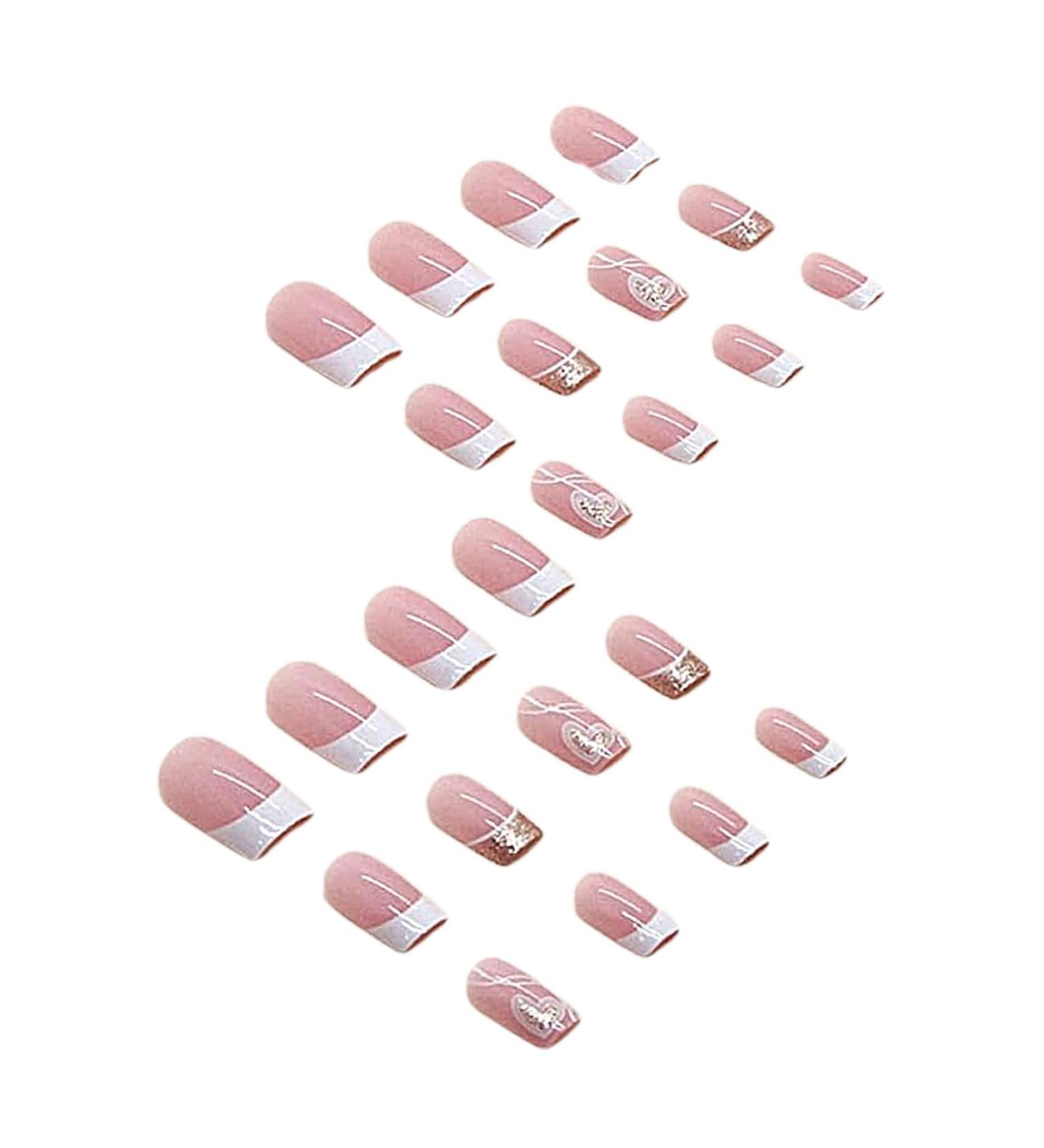 1 Set Press on Nails French Square Fake Nails Full Cover Short Press on Nails Reusable Short Nails Press on Cute Press on Nails Set for Women DIY Home Party - Buy Online on GoSupps.com
