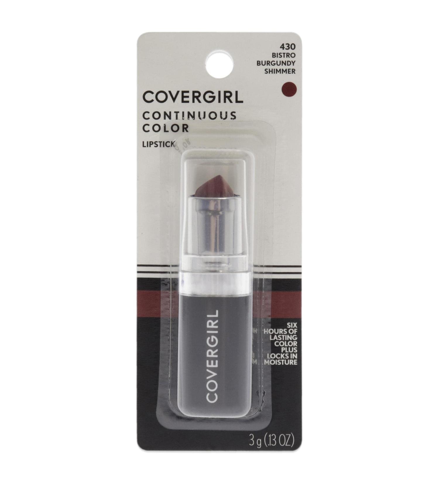 CoverGirl Continuous Color Lipstick - 430 Bistro Burgundy Lipstick Women 0.13 oz Bistro Burgundy 430 4.5 Ounce (Pack of 1)