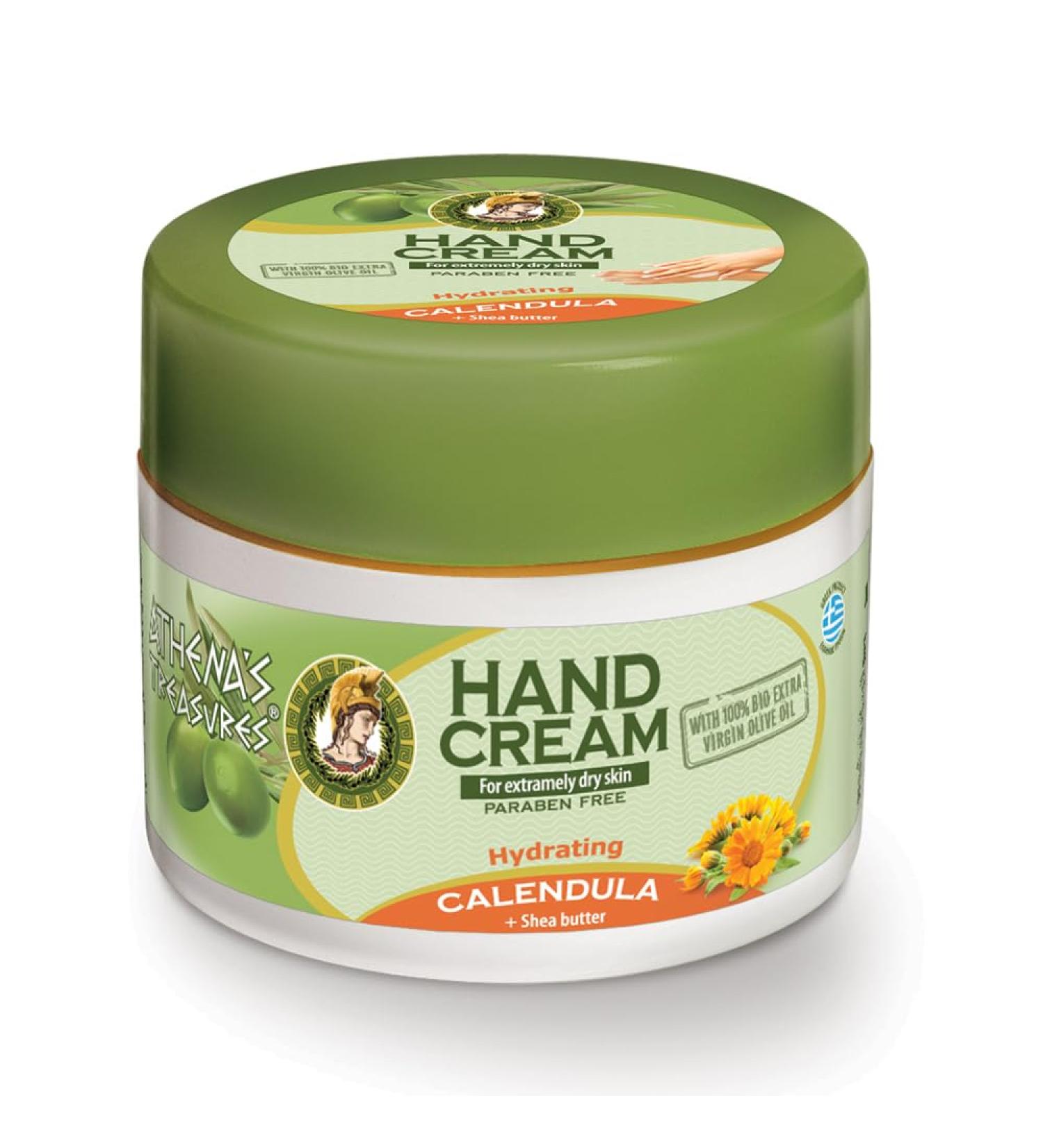 Pharmaid Athenas Treasures Hand Cream with calendula and shea butter moisturizing for extremely dry skin with organic olive oil free of parabens 200 ml - Buy Online on GoSupps.com