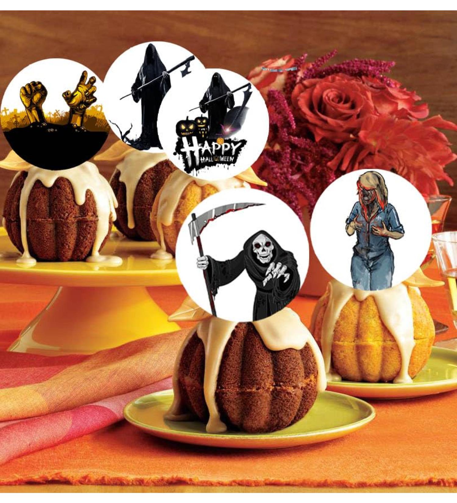 24 x Pre-Cut Halloween Mix 4 Edible Stand up Wafer/Rice Paper Cupcake Toppers Birthday Party Cake Decorations Scary Zombie Reaper - Buy Online on GoSupps.com