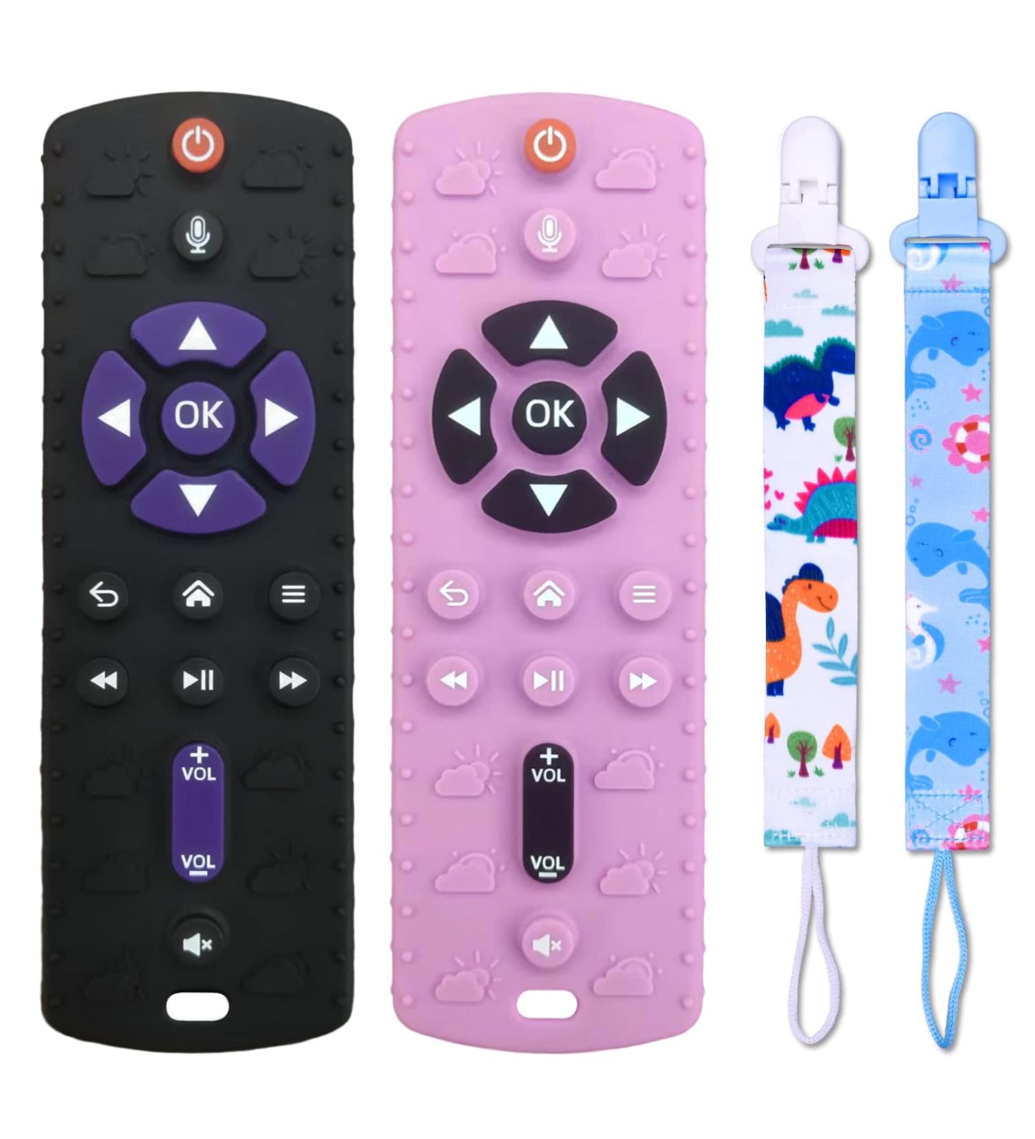 FATEORT Silicone Baby Teething Toys 2-Pack | Pressable Remote Control Shape | Boys Girls 3 Months+ | Relief for Teething Gum | Black - Buy Online on GoSupps.com