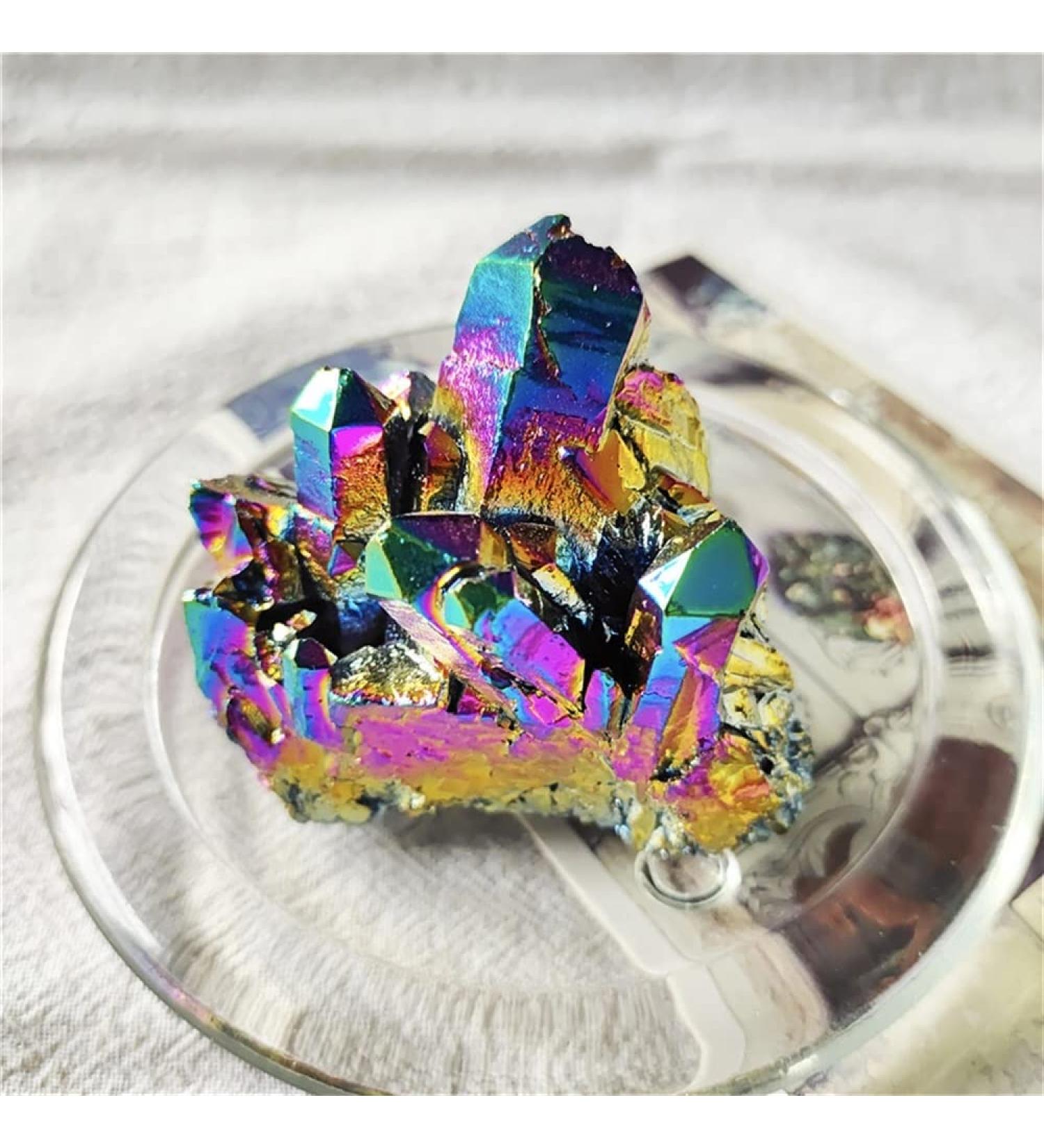 Natural Crystal Rough Home Natural Angel Halo Crystal Cluster Plating Titanium Coated Quartz Cluster Ore (Size : 230g-280g) - Buy Online on GoSupps.com