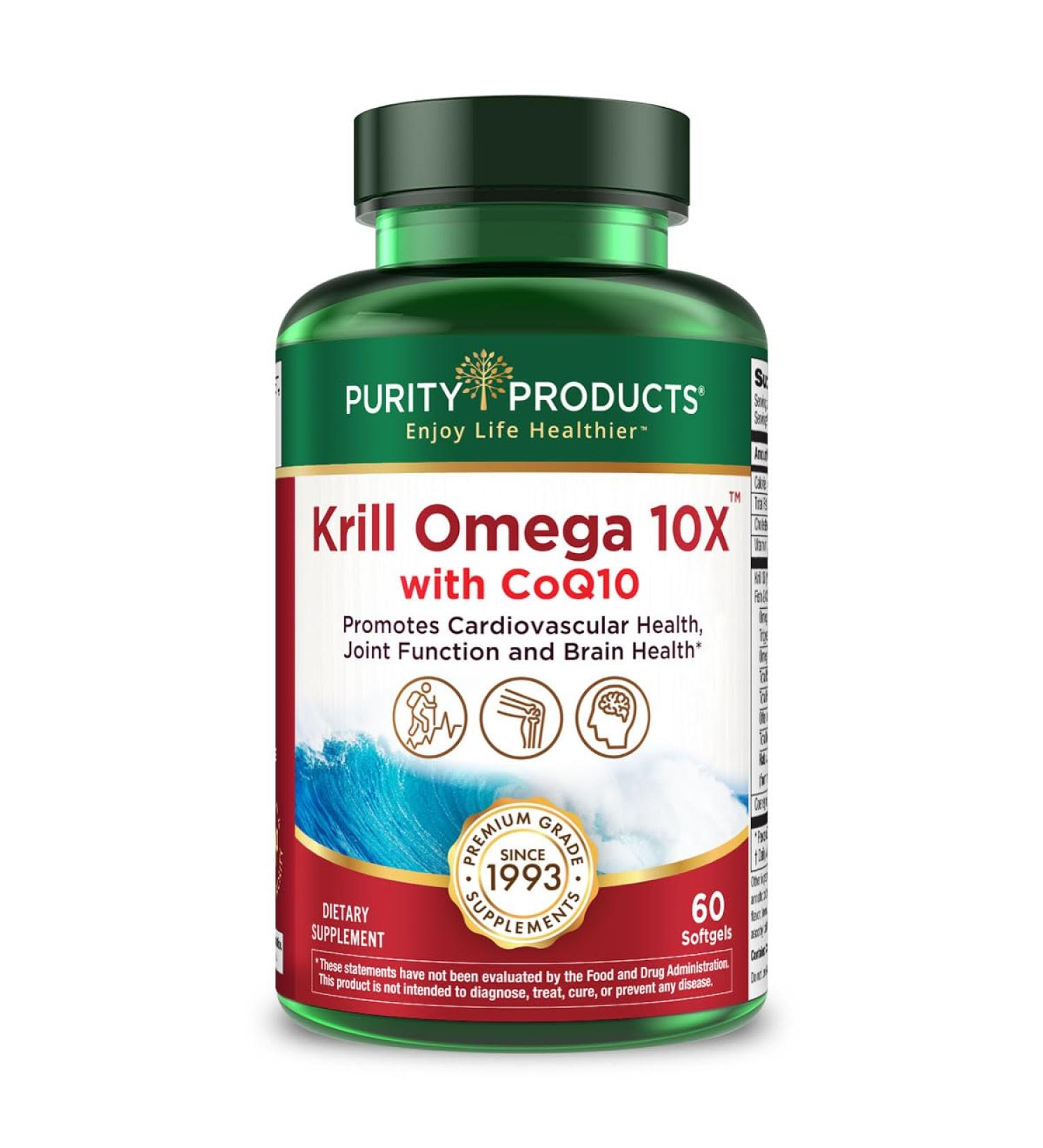 Krill Omega 10X more EPA & DHA with CoQ10 Super Formula from Purity Products. 60 SOFT GELS - Buy Online on GoSupps.com