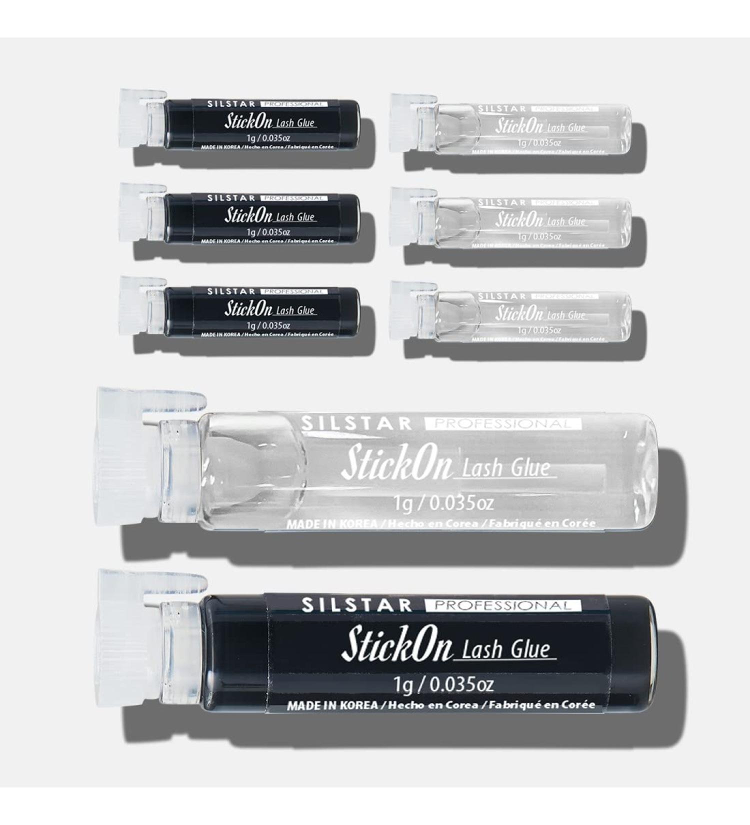 SILSTAR PROFESSIONAL Strip Lash Glue - Latex Free Strong Hold 0.07oz (8pcs) - Black & Clear Assorted - Ideal for Individual Eyelashes - International Shipping Available - Buy Online on GoSupps.com