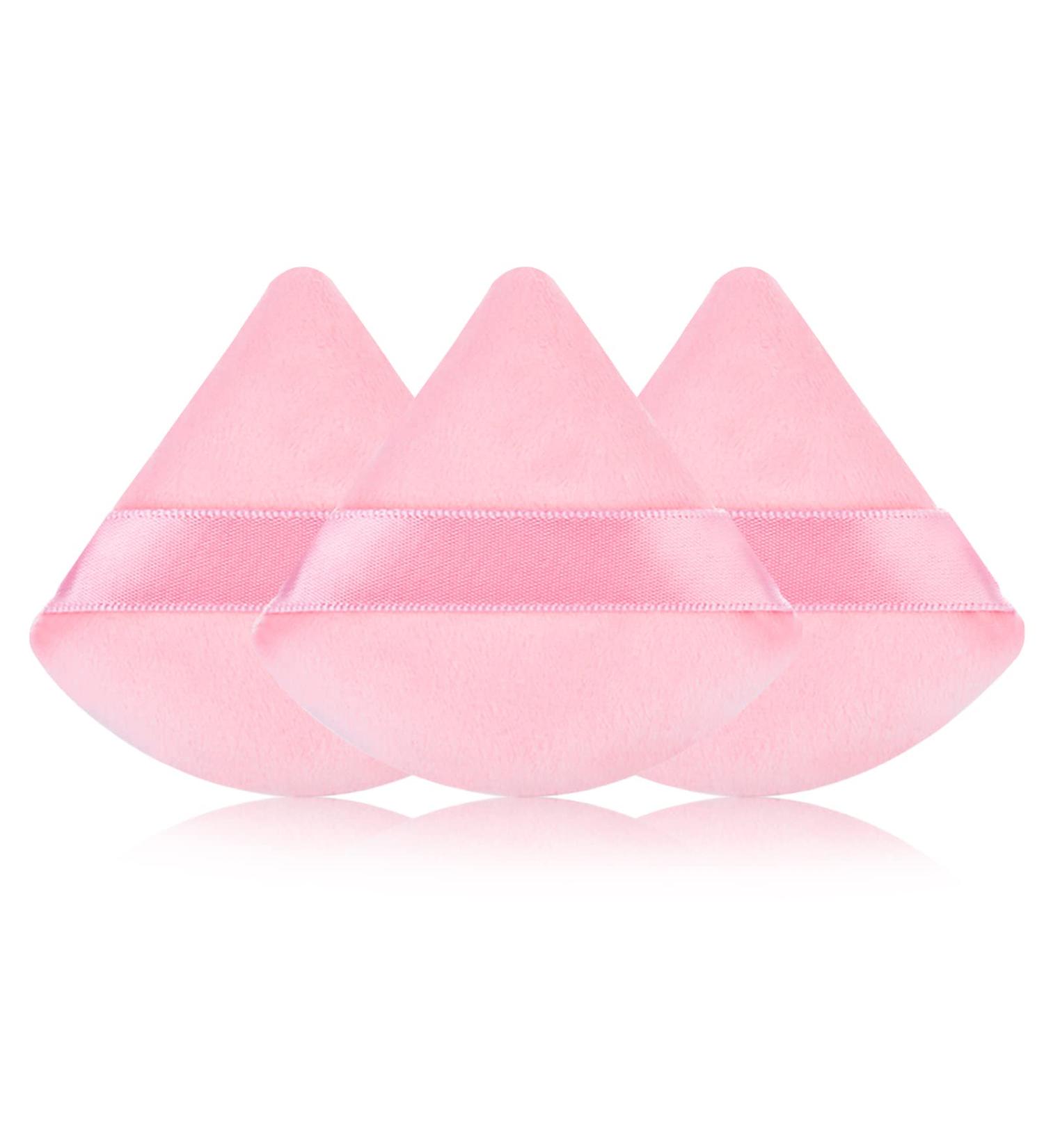 Sibba Triangle Shape Powder Puff Set 3 Soft Cosmetic Sponges for Loose Powder & Foundation | Large Cotton Makeup Cushions (Pink) International Shipping Available - Buy Online on GoSupps.com