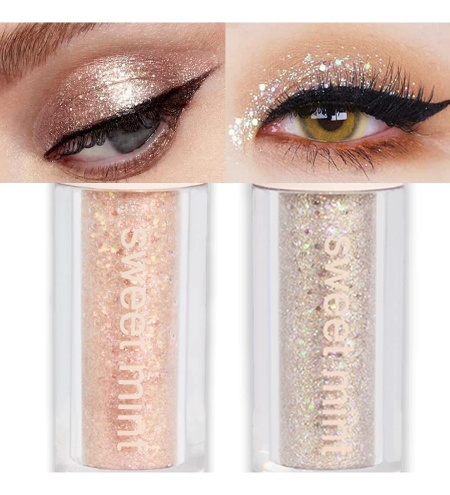 2Pcs Waterproof Liquid Glitter Eye Shadow Sticks - Silver & Golden | Quick-Drying Sparkling Eyeliner & Highlighter Set - Buy Online on GoSupps.com