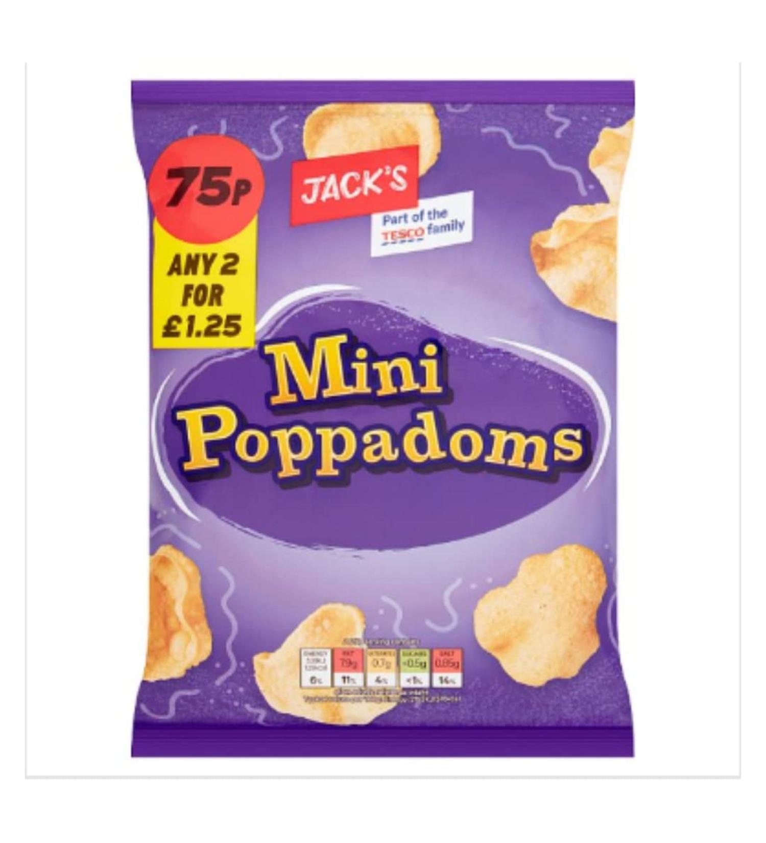 Jack's Mini Poppadoms 25g x Case of 16 Mini Poppadoms 16