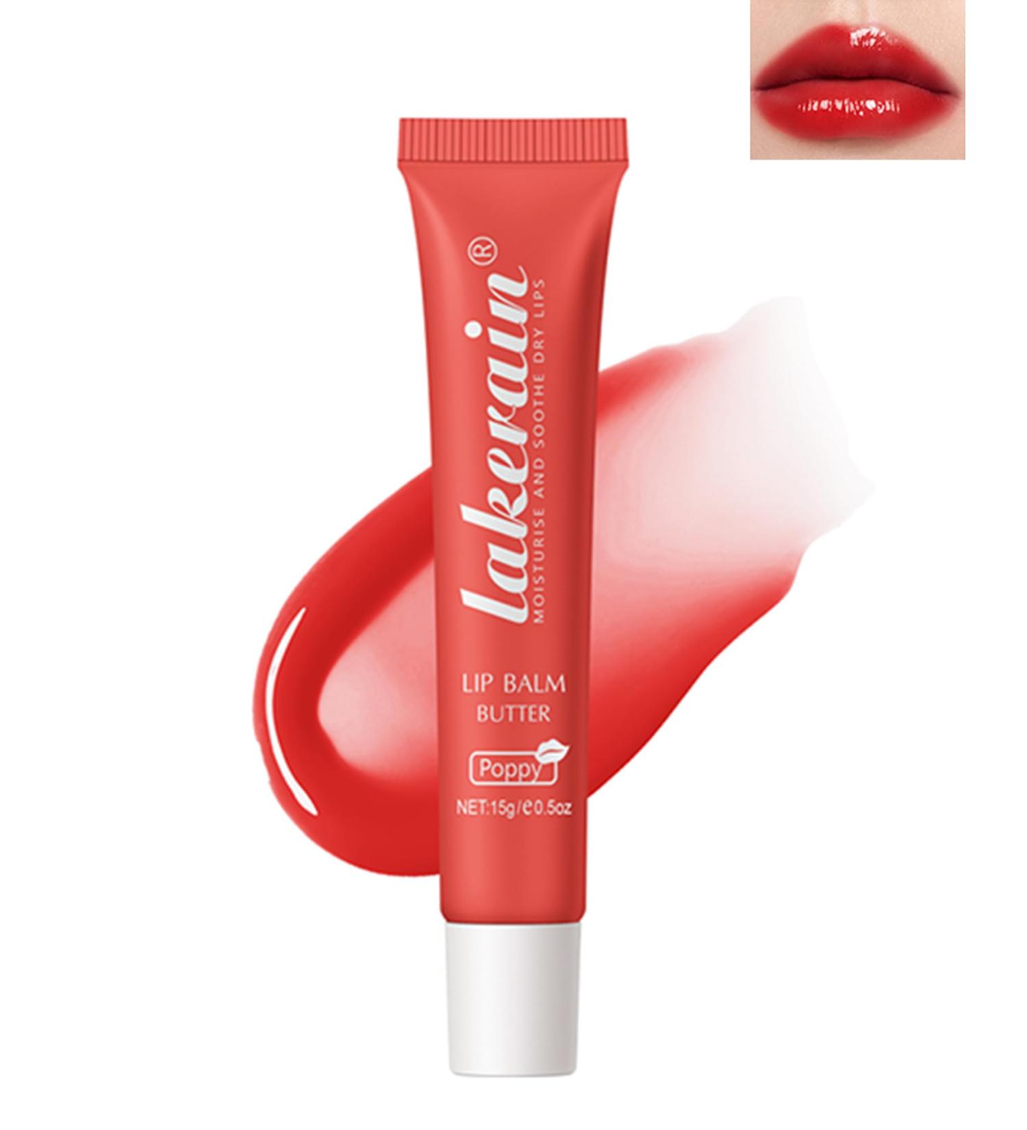 Lip Butter Balm Poppy Hydrating Tinted Butter Lip Gloss Sheer Lip Mask Lip Care Moisturizer Soothing Lip Treatment Makeup Non-Sticky Jelly Glow Reviver Fat Lip Oil Christmas Gift for Women-04 04# - Buy Online on GoSupps.com