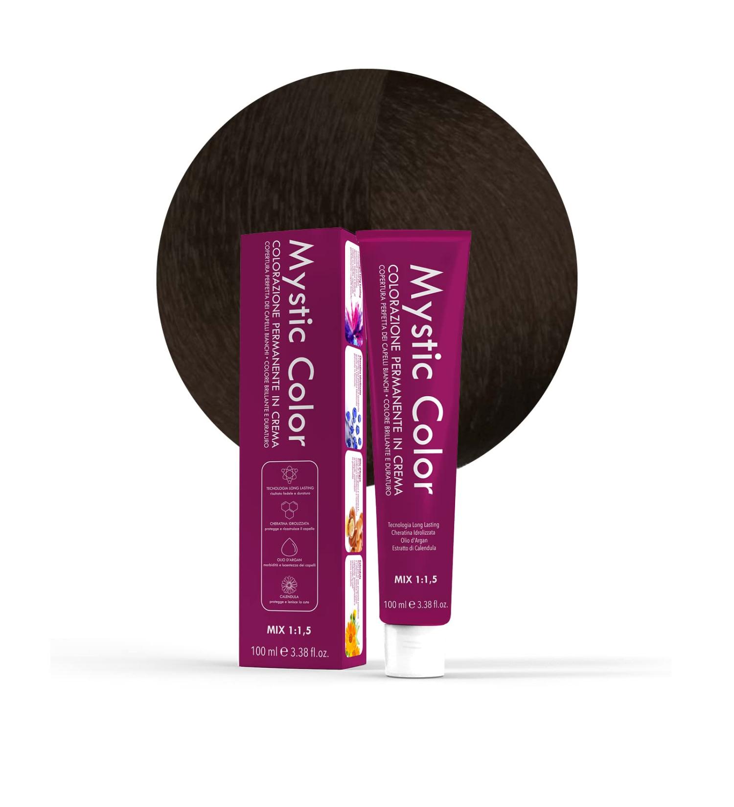 Mystic Color Hair Color Formula Enriched with Argan Oil and Calendula Long-Lasting Permanent Coloring Cream Intense Dark Brown 3.0 100 ml - Buy Online on GoSupps.com