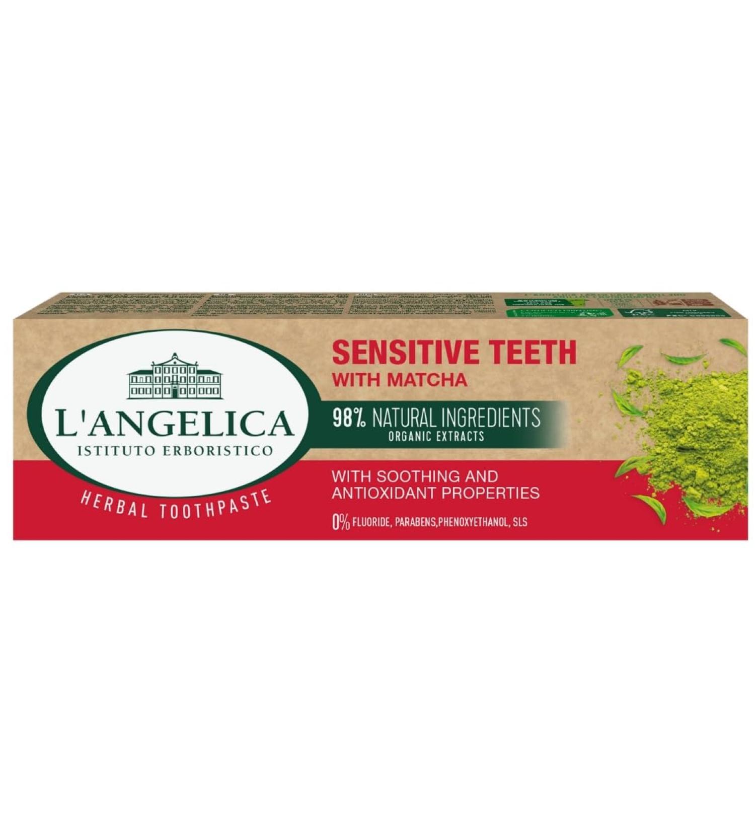 L'Angelica Sensitive Teeth P te dentaire au matcha 75 ml Longue dur e