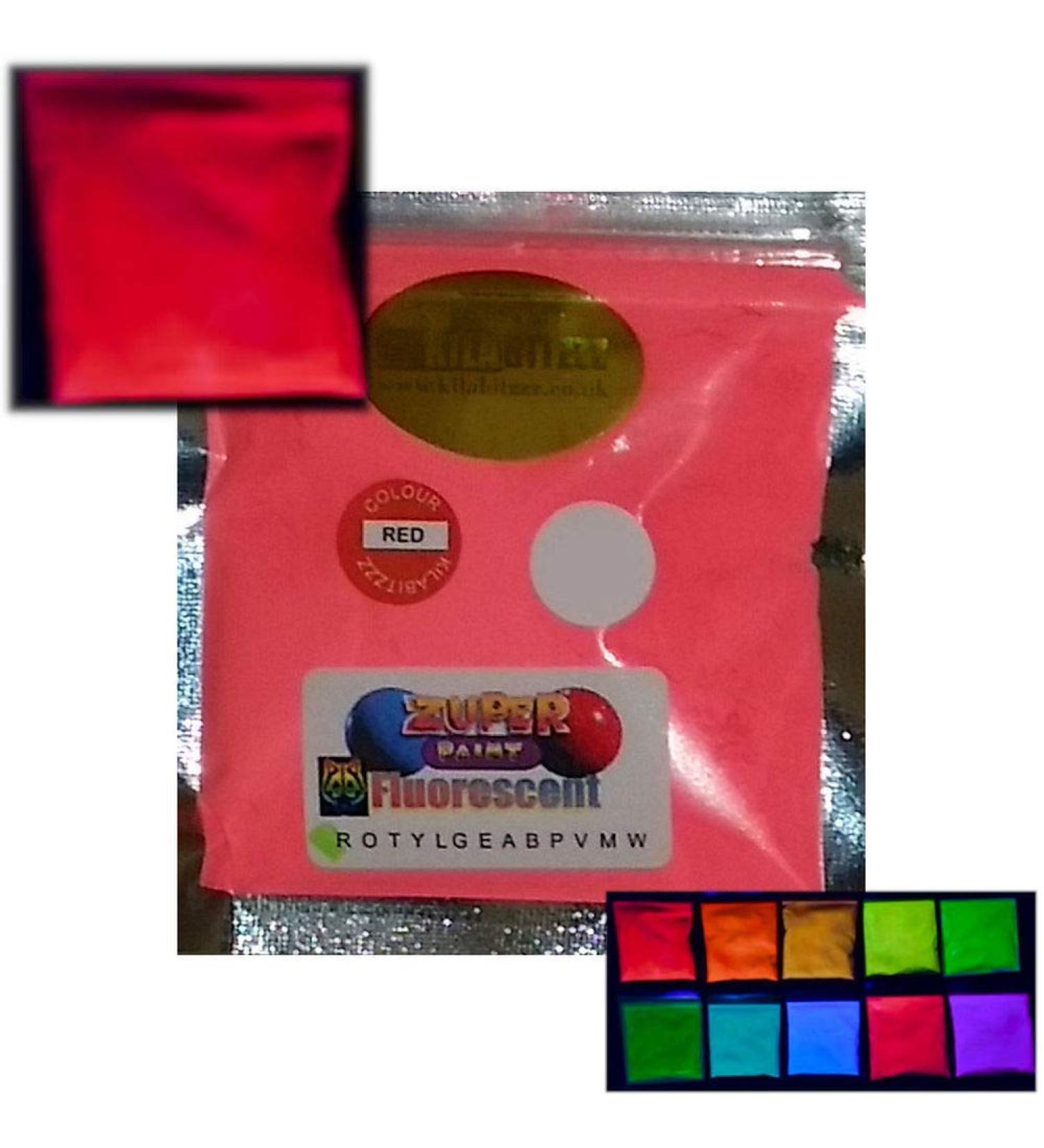  ZUPERPAINT Fluorescent Ultraviolet Neon UV Blacklight Glitter Powder - Choose from 10 Colors - Red 25g - Buy Online on GoSupps.com