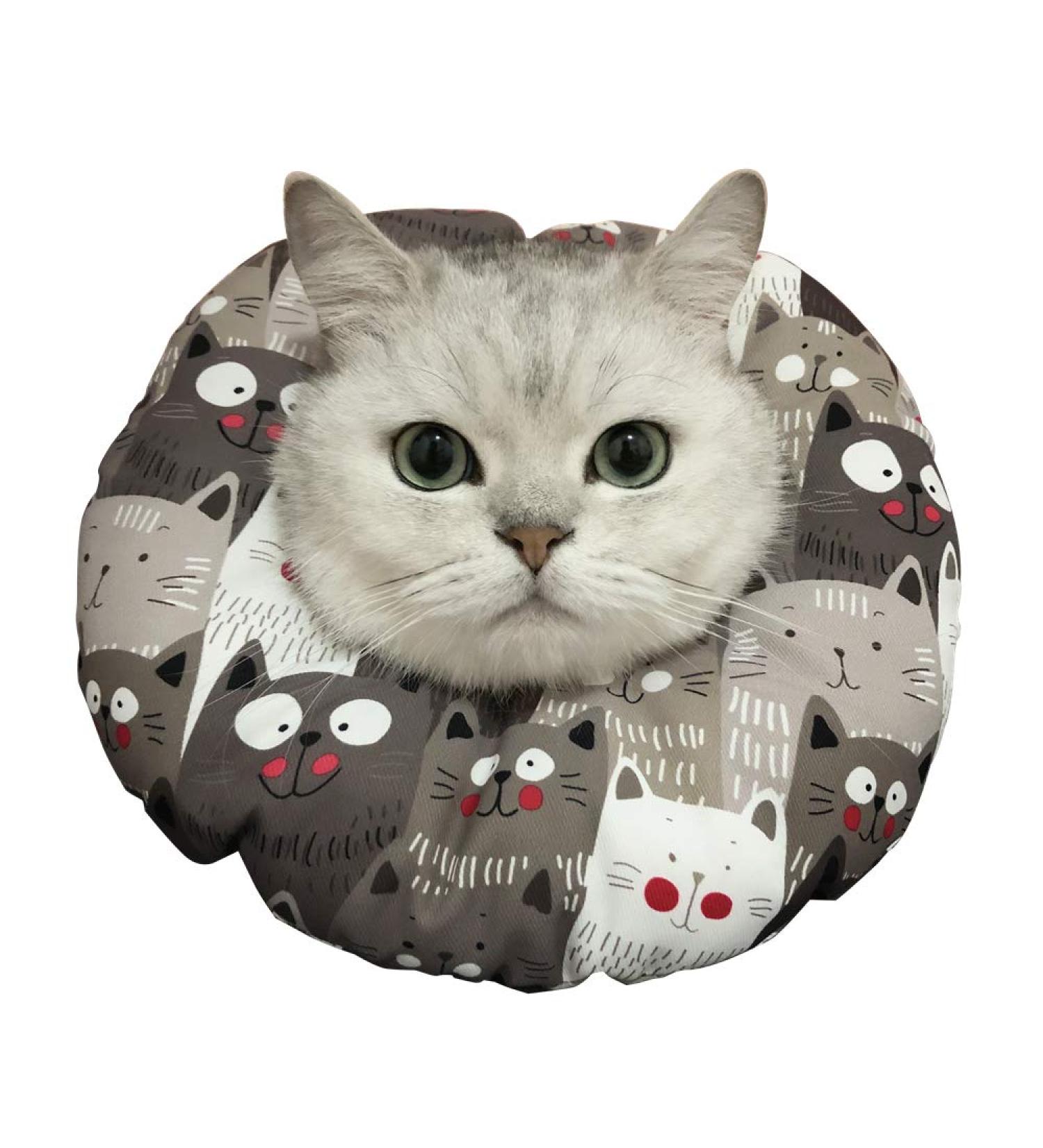 Mayumay Adjustable Waterproof Cat Collar - Elizabethan Neck Shield for Wound Healing | Soft & Comfortable for Pets Kittens Cats & Small Dogs (M) - Gray - Buy Online on GoSupps.com