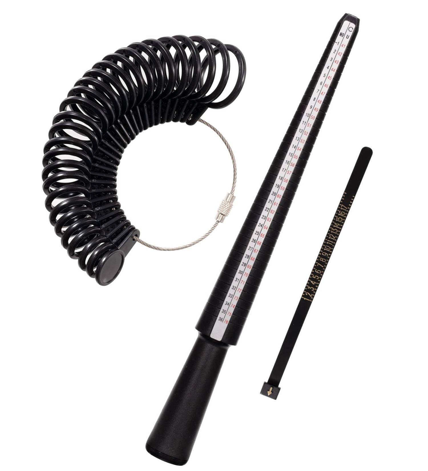 Meowoo Ring Sizer Set - Jewelry Measuring Tool Kit with Black Ring Gauges and Finger Mandrel for Accurate Sizing - Buy Online on GoSupps.com