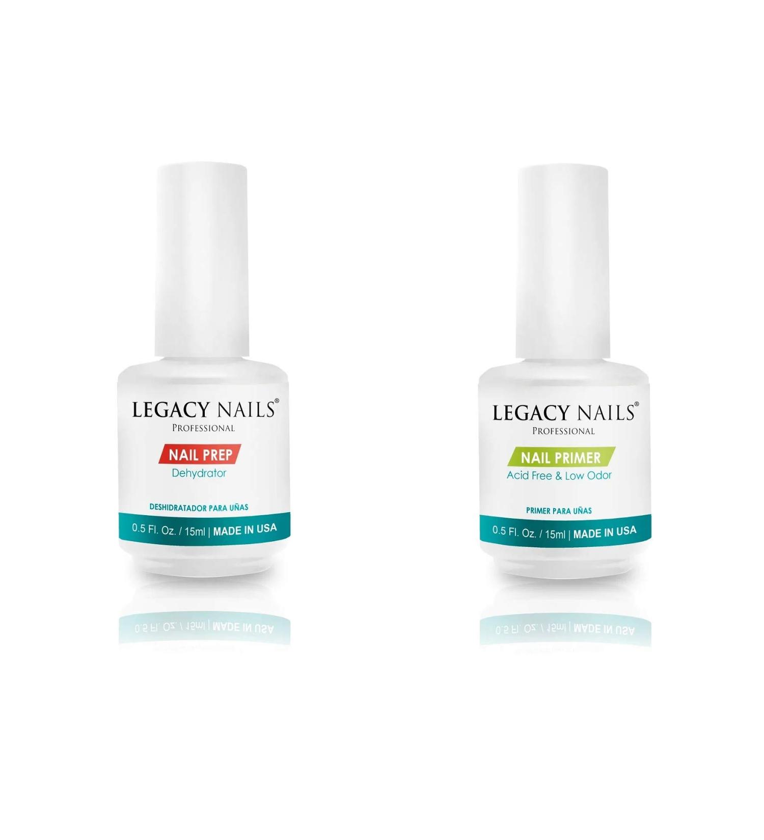 Shop Legacy Nails Professional Nail Prep & Primer Set - .5oz Dehydrator & Acid-Free Low Odor Primer for Perfect Acrylic Nail Extensions - Buy Online on GoSupps.com