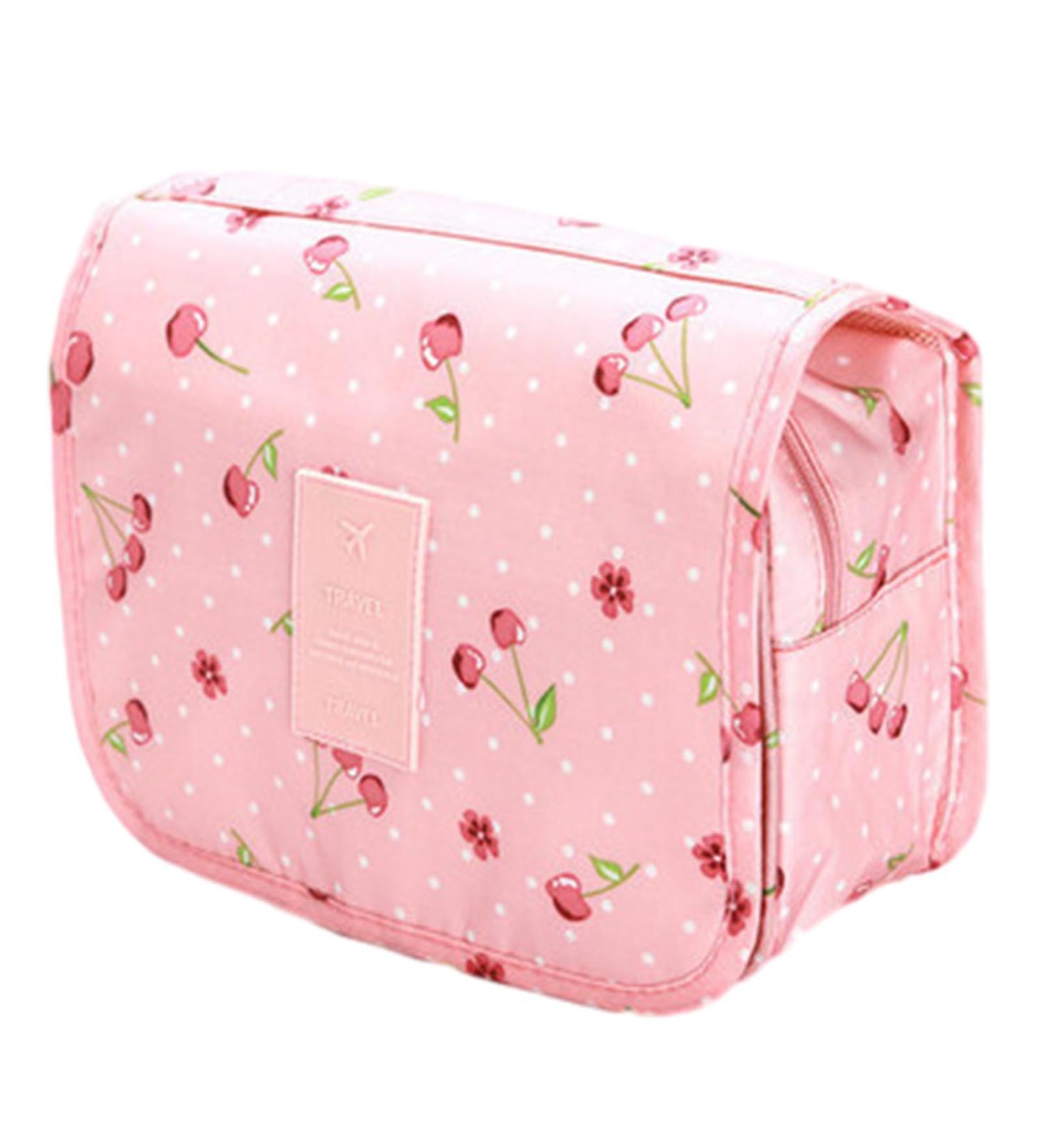 Waterproof Travel Hanging Toiletry Bag | Pink Makeup Organizer for Women & Men - Buy Online on GoSupps.com