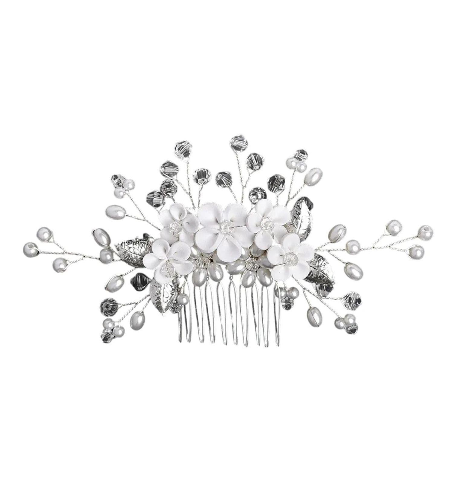 New 2025 Hair Combs Wedding Headpiece Bridal Pearl Hairpins Side Clips Fairy Floral Hair Jewelry Accessories Jewelry Fashion Accessories Creative Gift - Buy Online on GoSupps.com