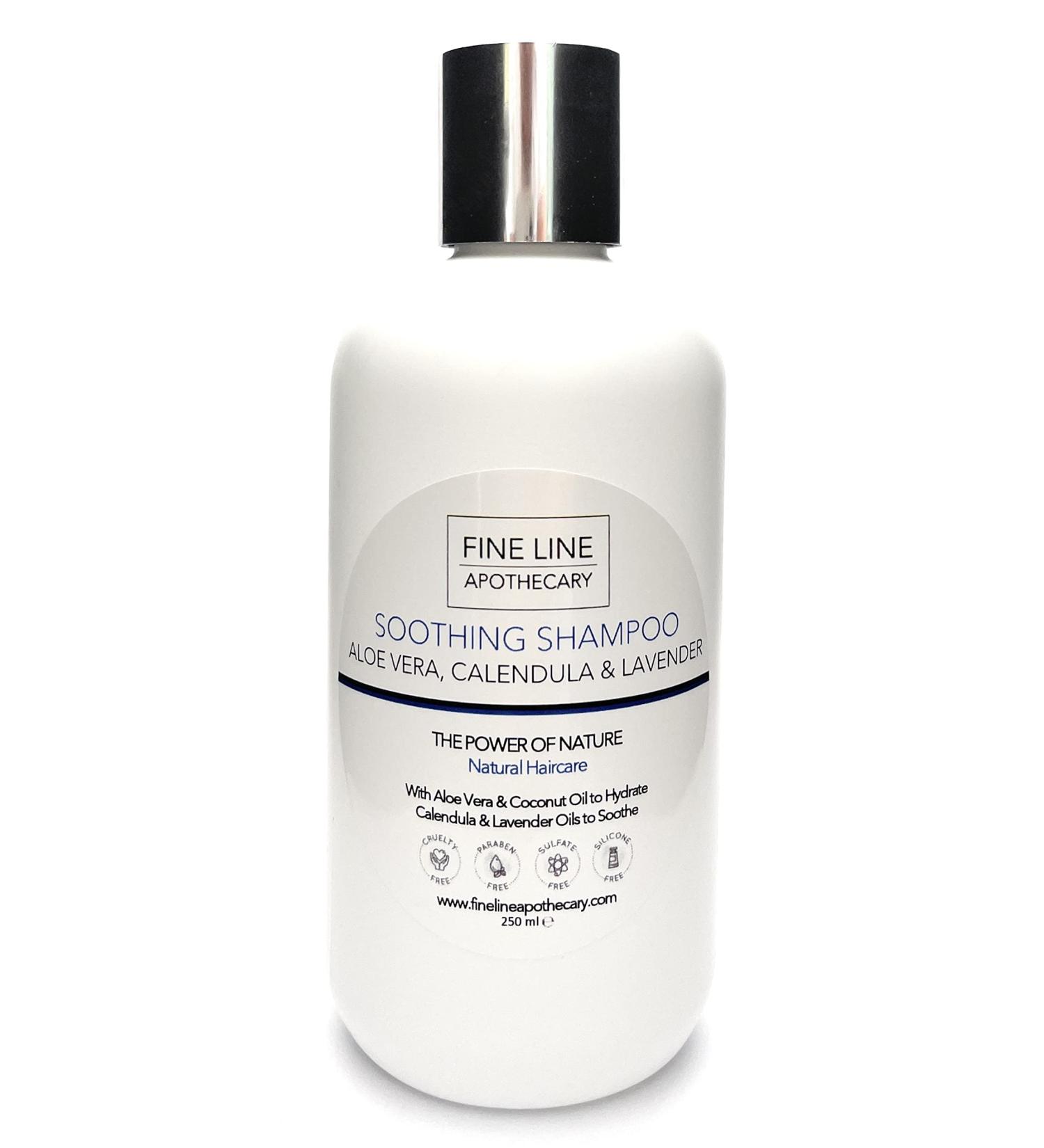 99% Natural SOOTHING SHAMPOO - ALOE VERA CALENDULA & LAVENDER - 250 ml - by Fine Line Apothecary. Sulfate Free Paraben Free. Concentrated. pH Balanced Gentle Suitable for Sensitive Skin - Buy Online on GoSupps.com